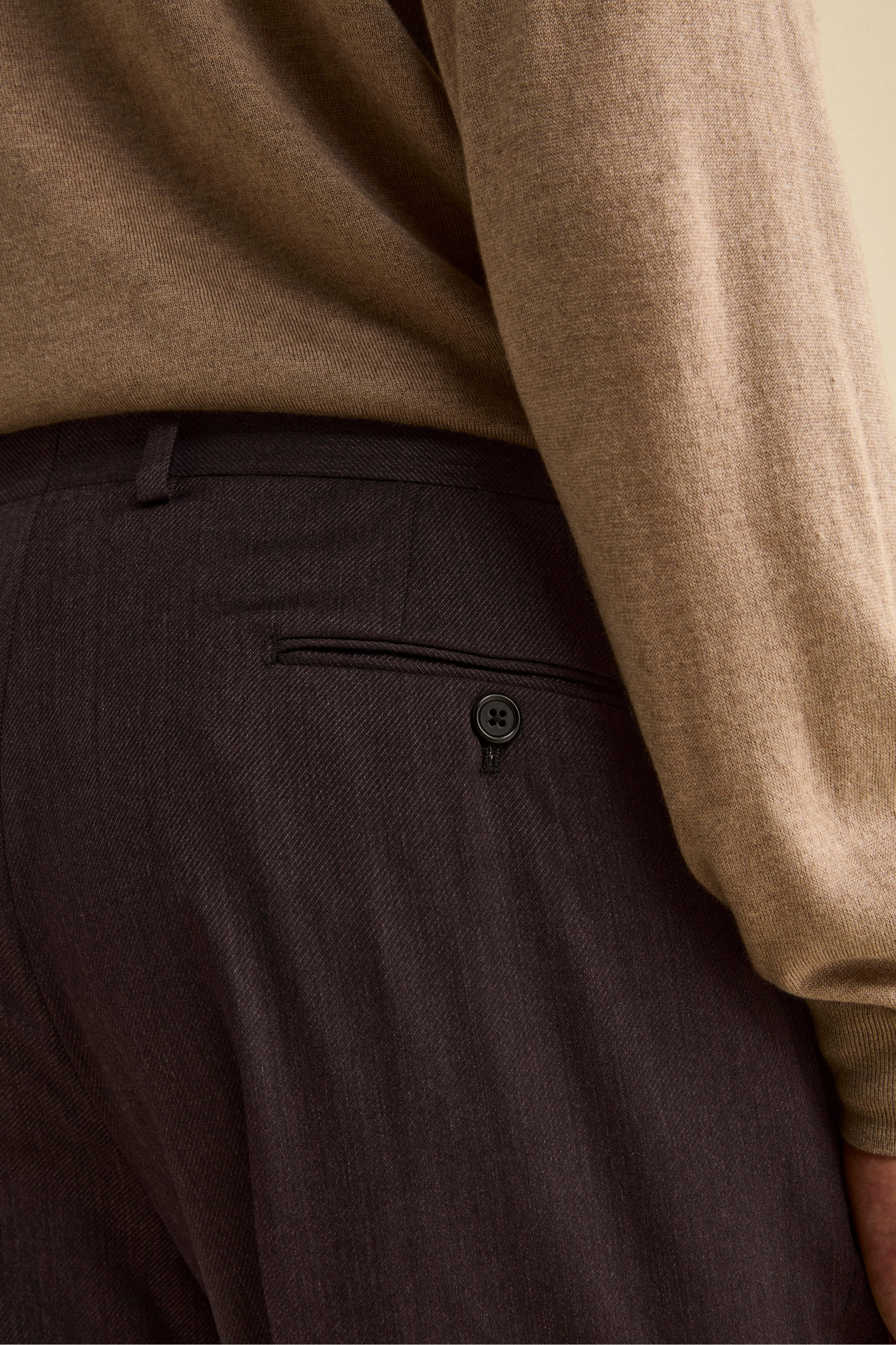 Abito Monopetto in Lana Vergine Regular Fit - MELANZANA