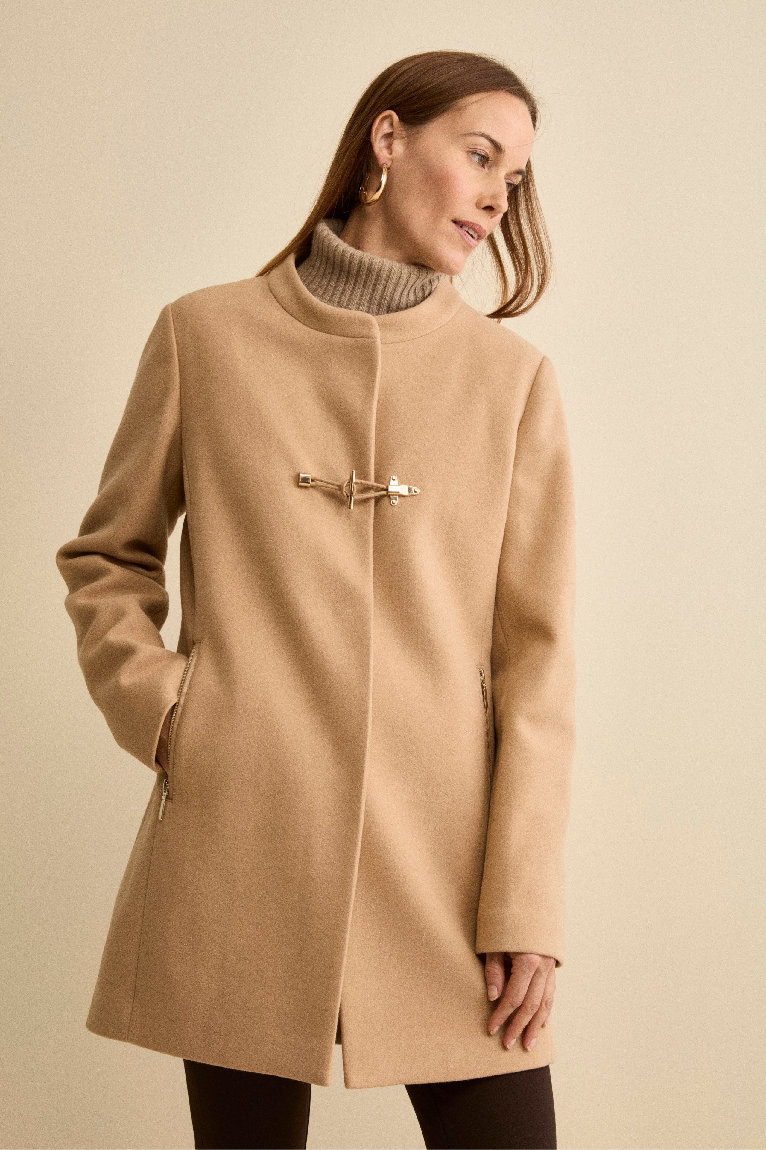 Cappotto Midi in Misto Lana con Alamaro - CAMMELLO