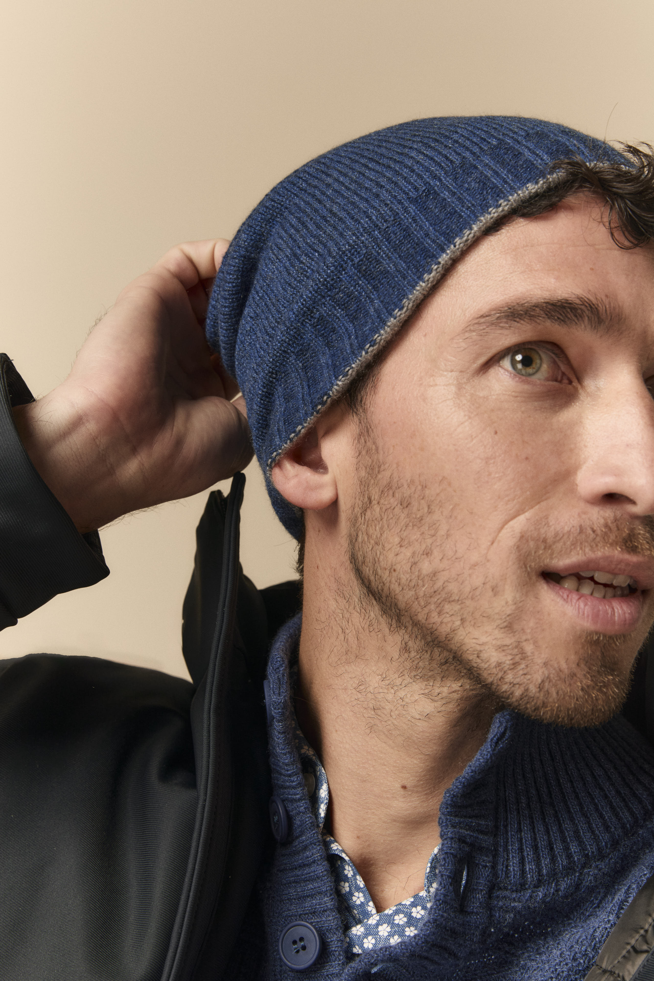 Cappello in cashmere - GRIGIO MEDIO/BLU MEL