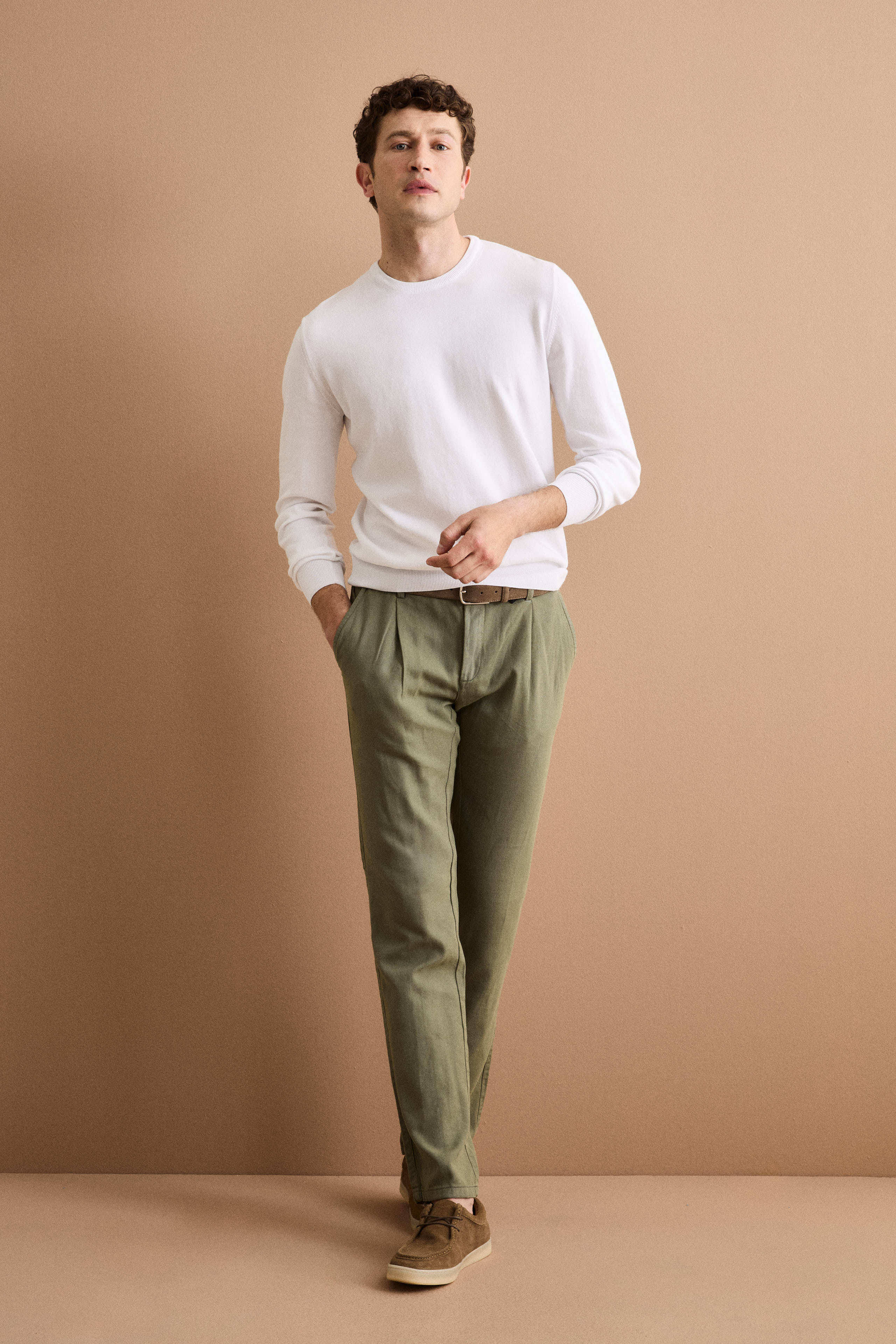 Maglia girocollo in cotone - BIANCO