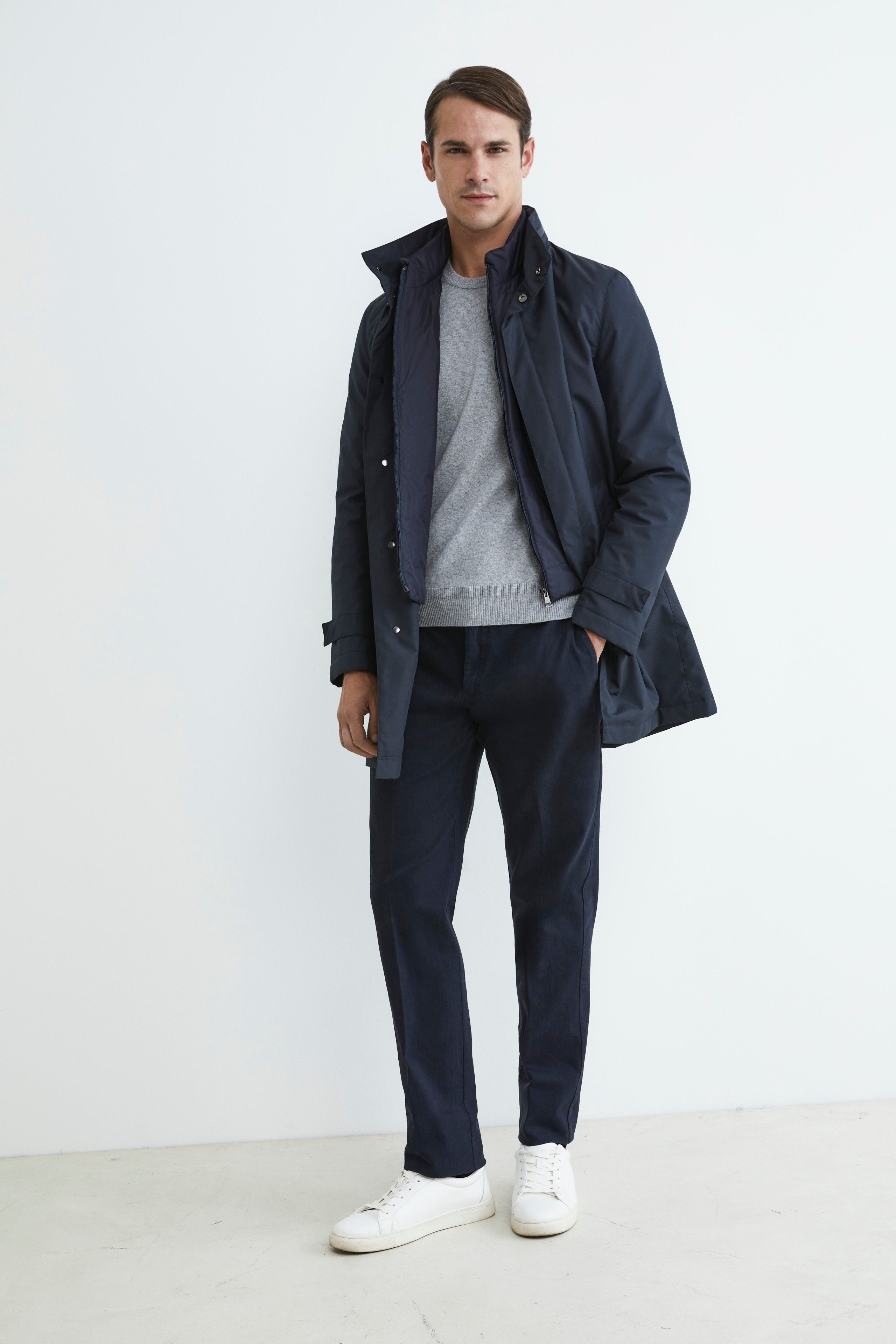 Pantaloni chino in gabardine - BLU NOTTE