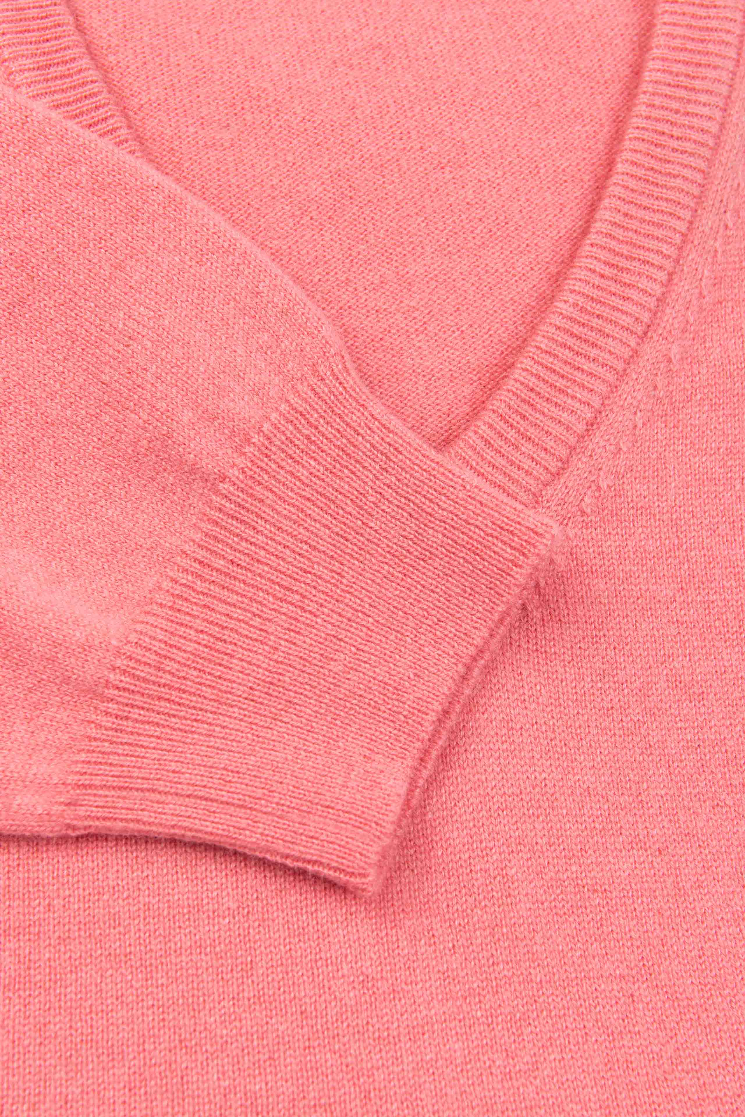 Maglia scollo V in cashmere - ROSA