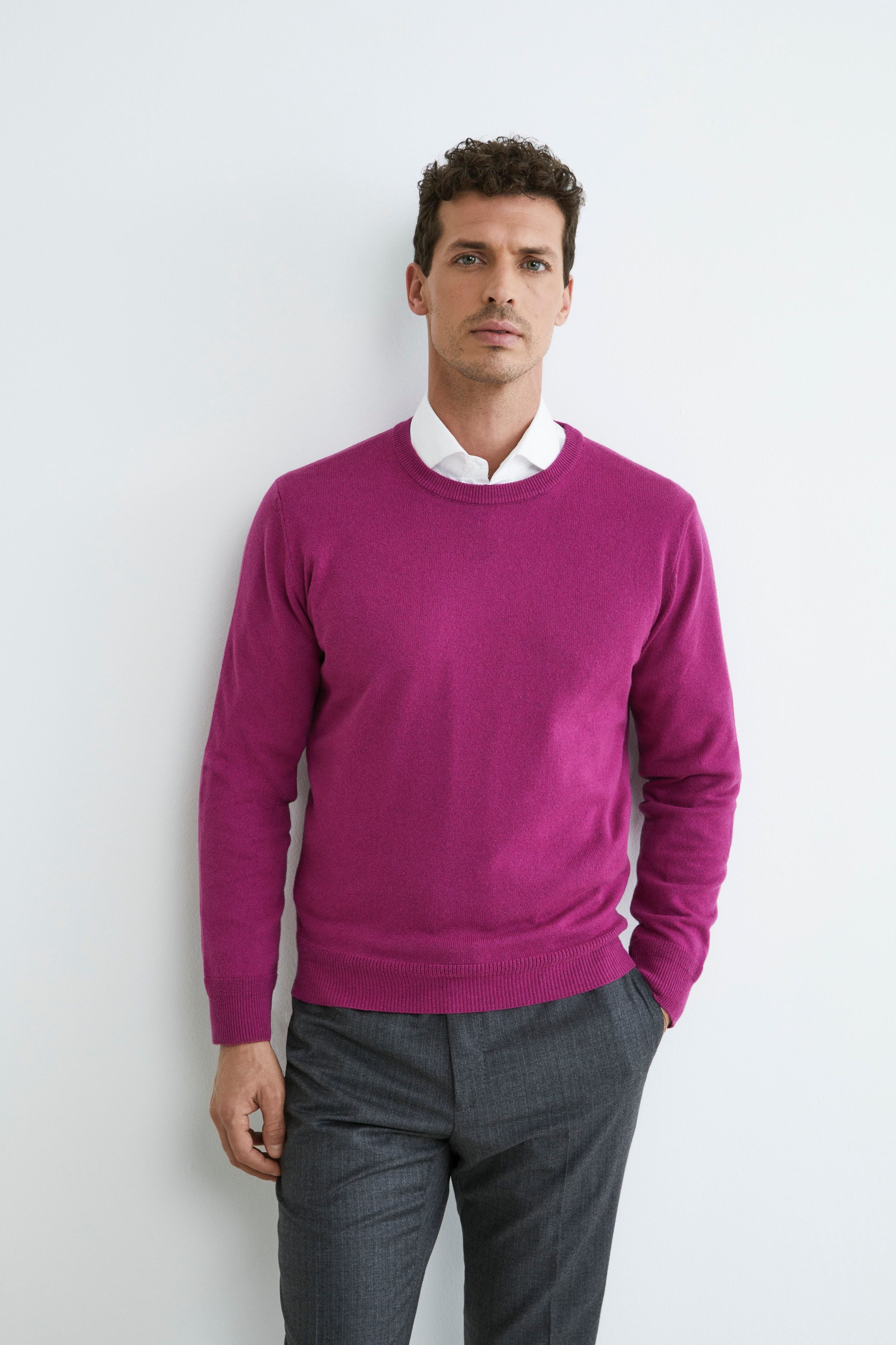 Girocollo in cashmere e seta - FUXIA
