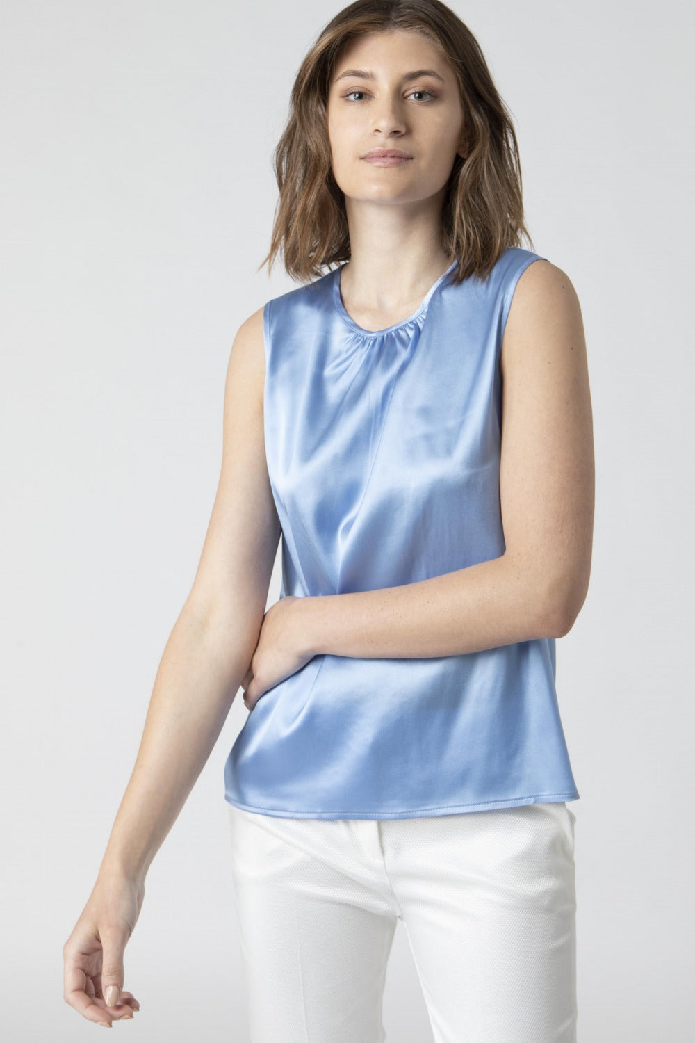 Top in seta - AZZURRO