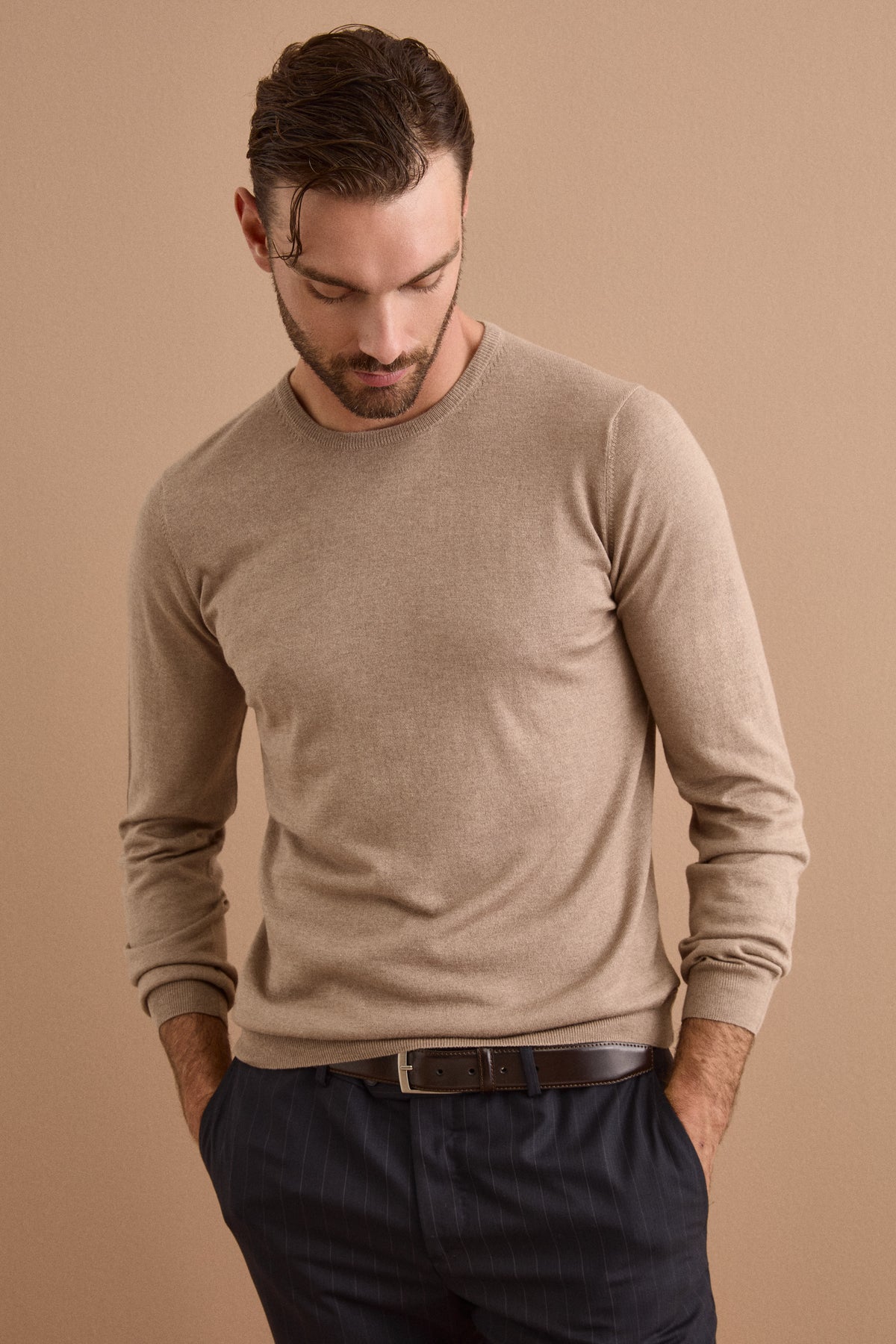 Maglia extrafine in seta e cashmere - TORTORA