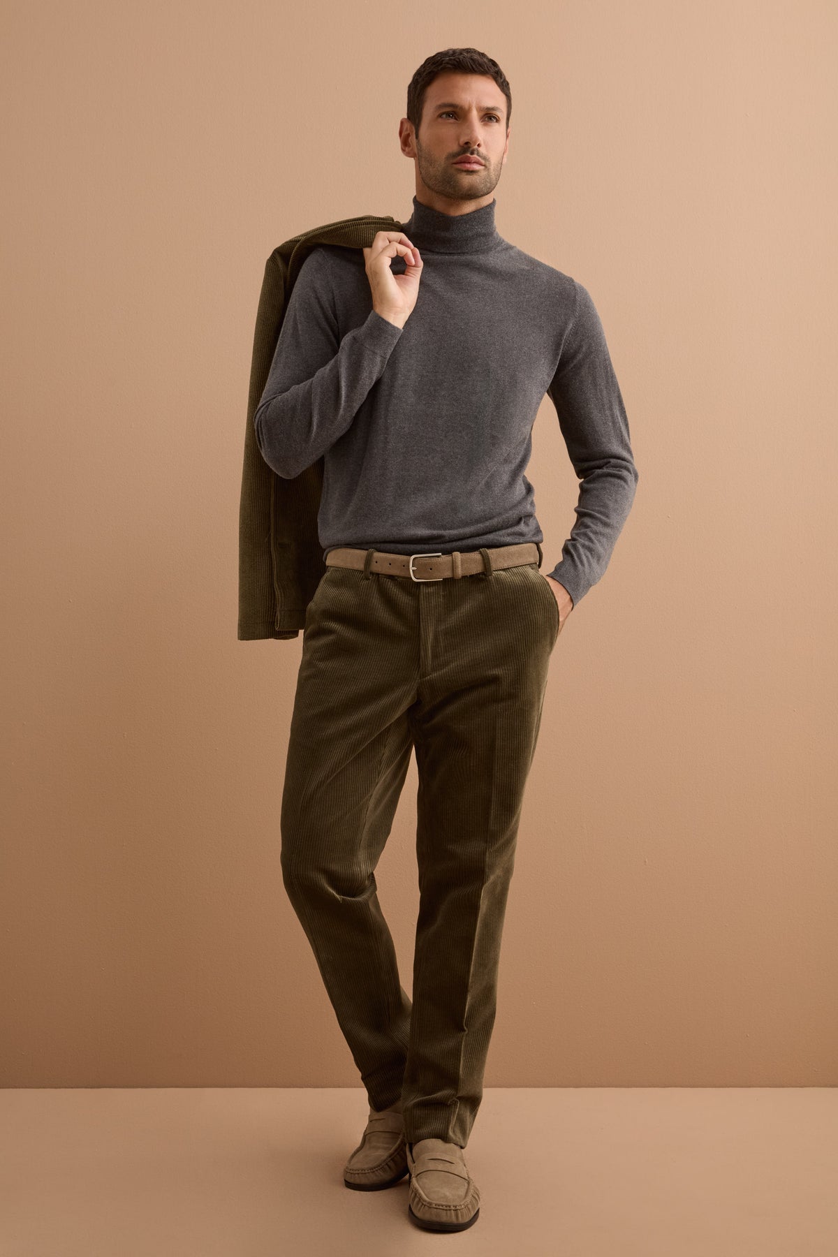 Maglia dolcevita in seta e cashmere - ANTRACITE