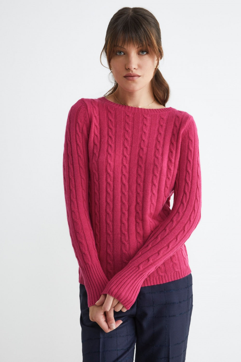 Maglione girocollo in cashmere - FRAGOLA