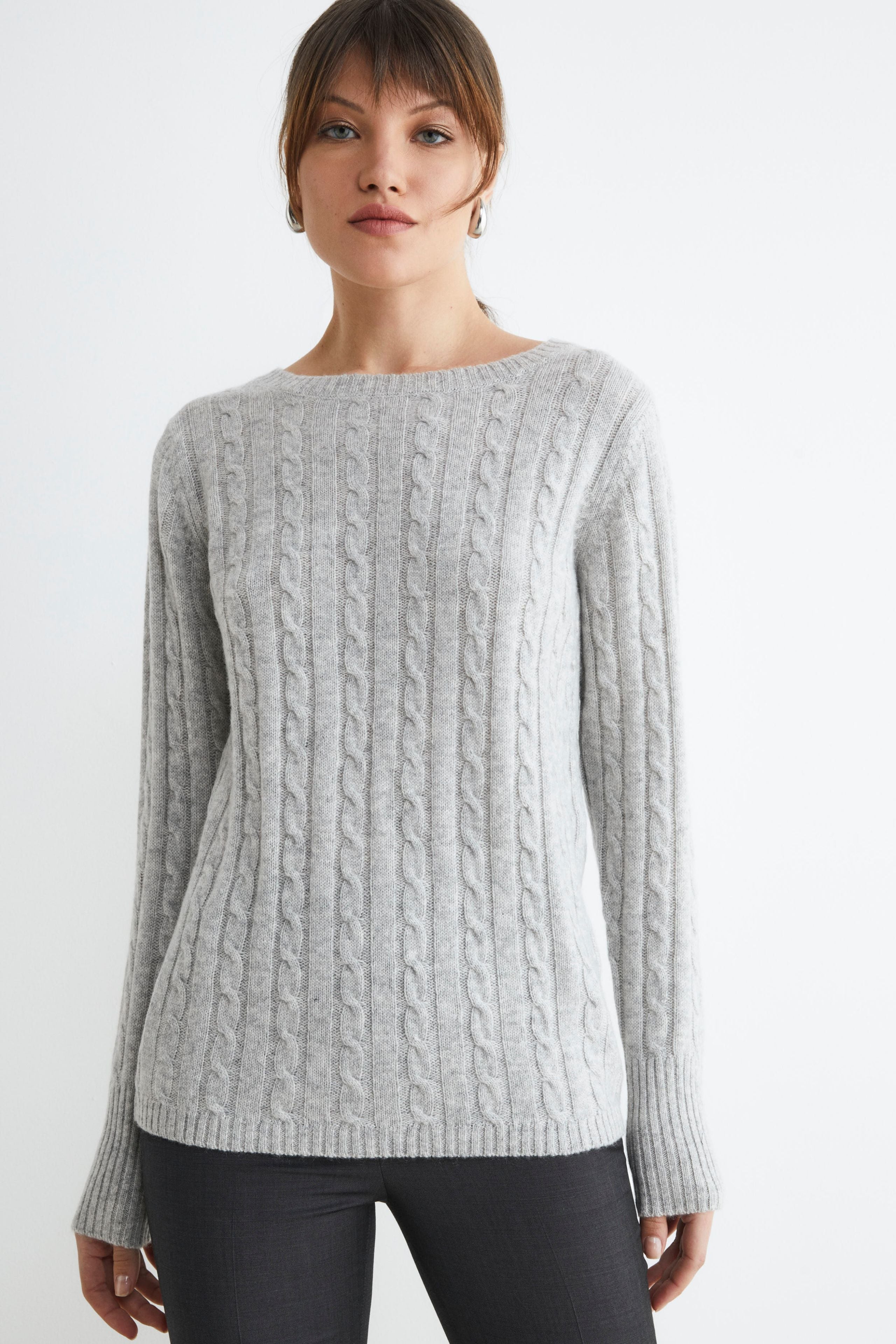 Maglione girocollo in cashmere - GRIGIO CHIARO