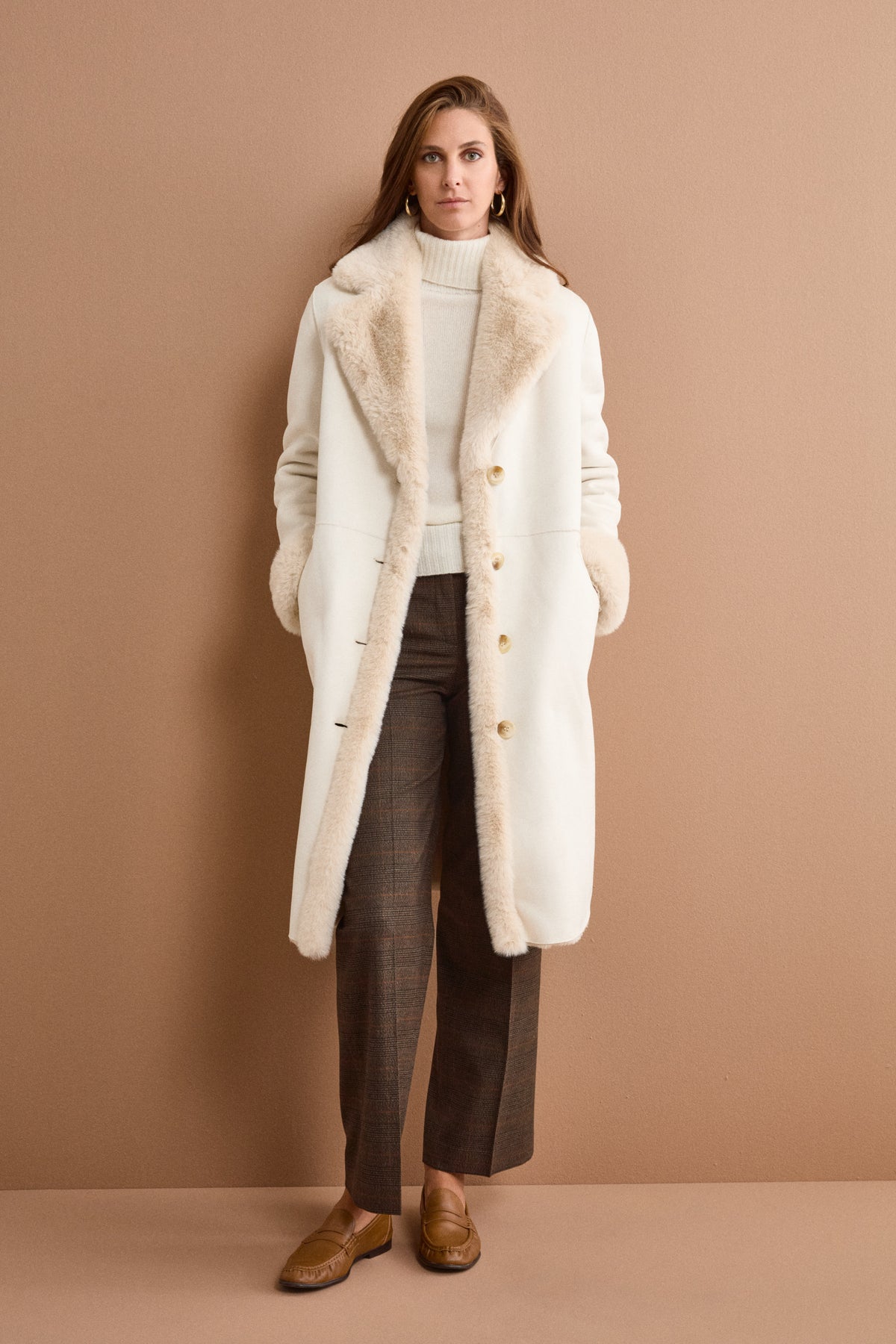 Cappotto Midi Eco-Montone - MANDORLA