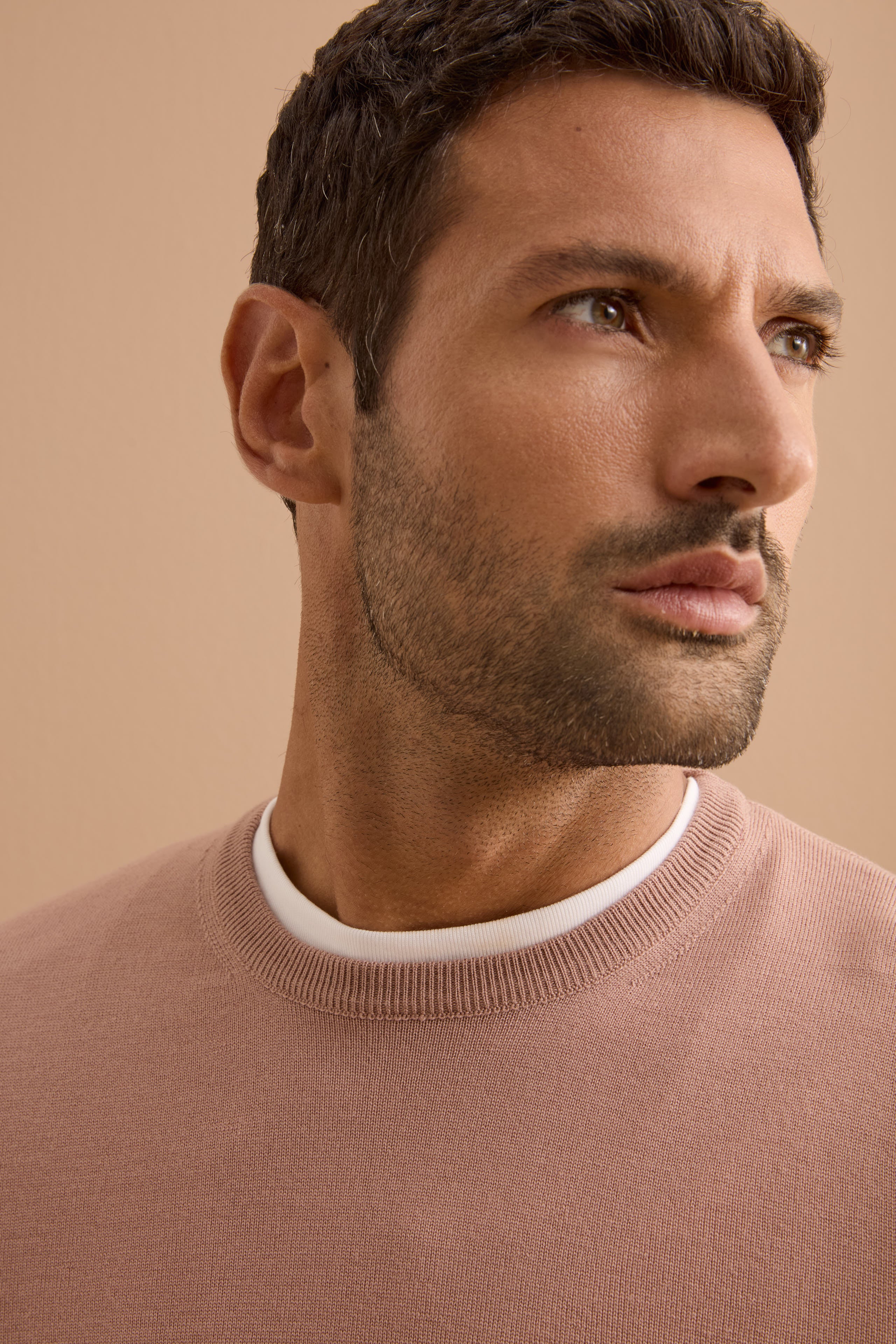 Pullover Girocollo in Lana Merino - ROSA ANTICO