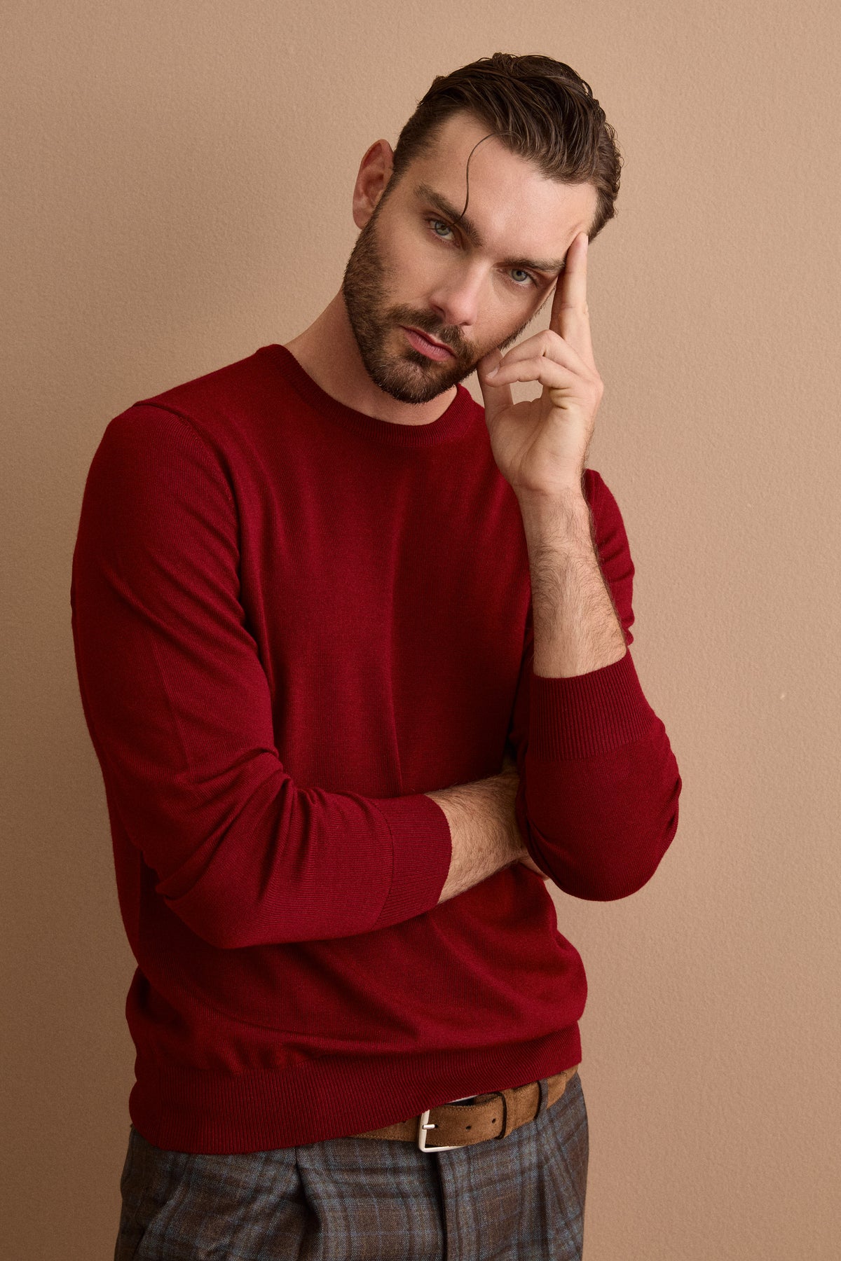 Pullover Girocollo in Lana Merino - BORDEAUX SCURO