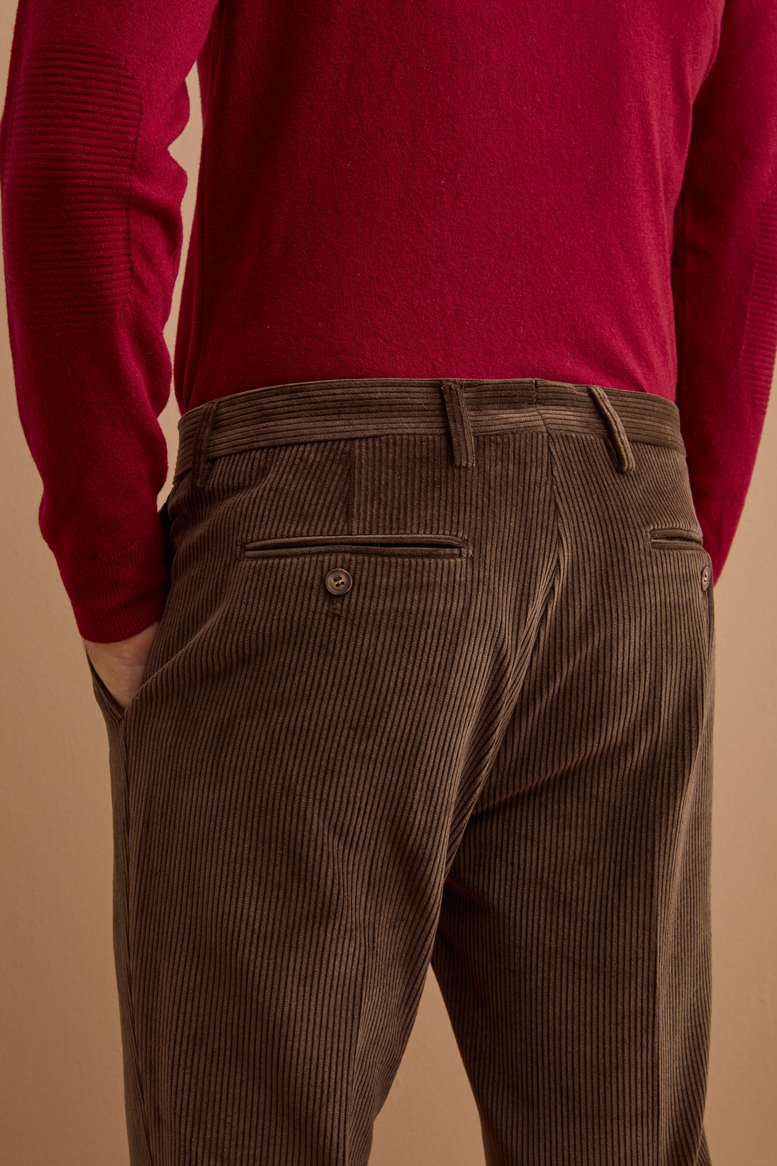 Pantalone in Velluto Regular Fit - MARRONE