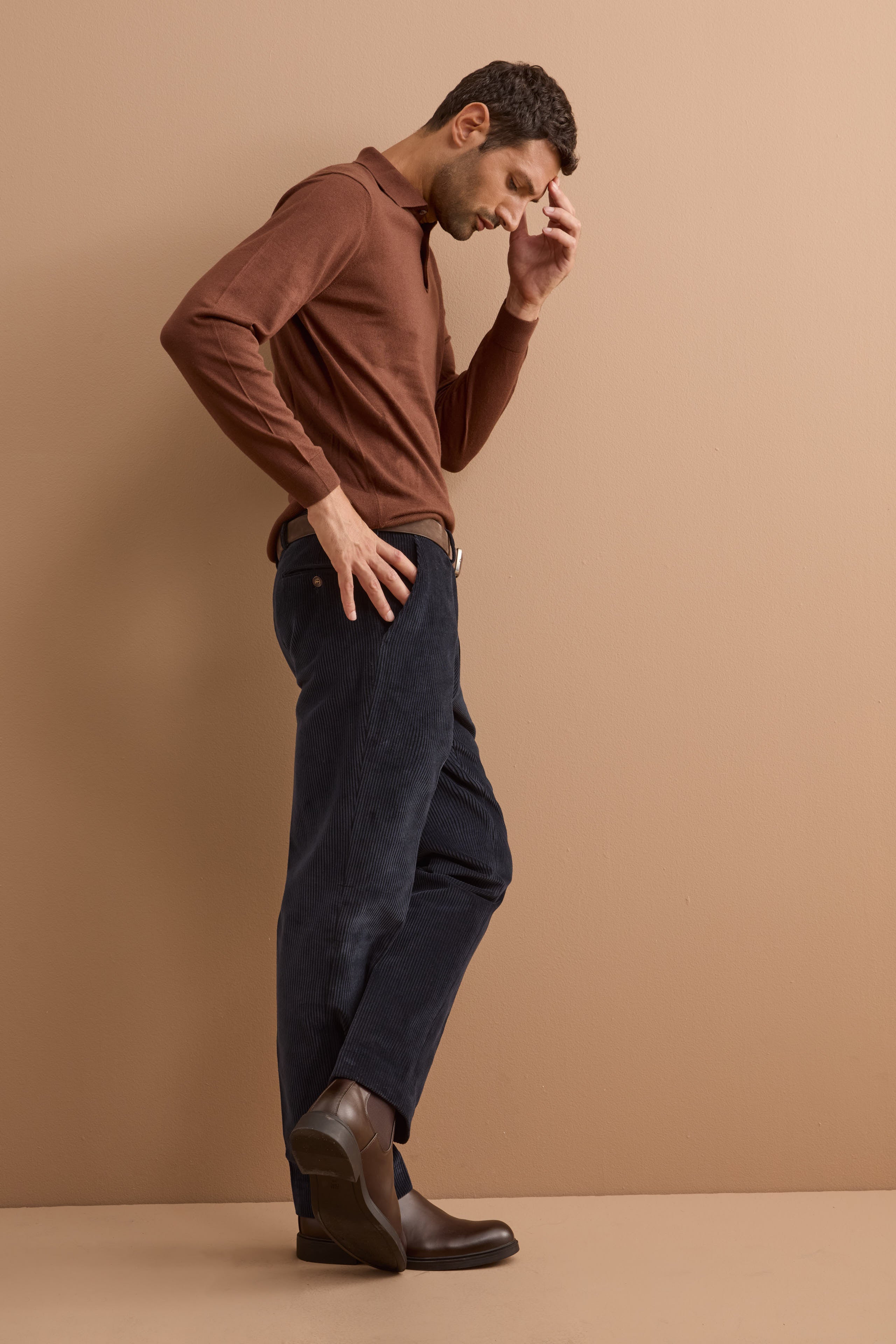 Pantalone Chino in Velluto Comfort Fit - BLU