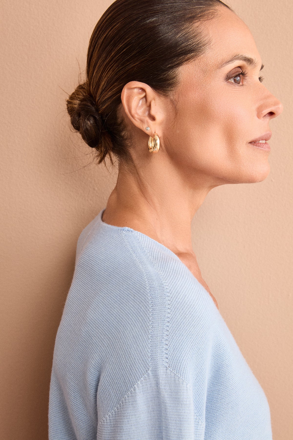 Maglia Over Scollo a V in Lana Merino - AZZURRO