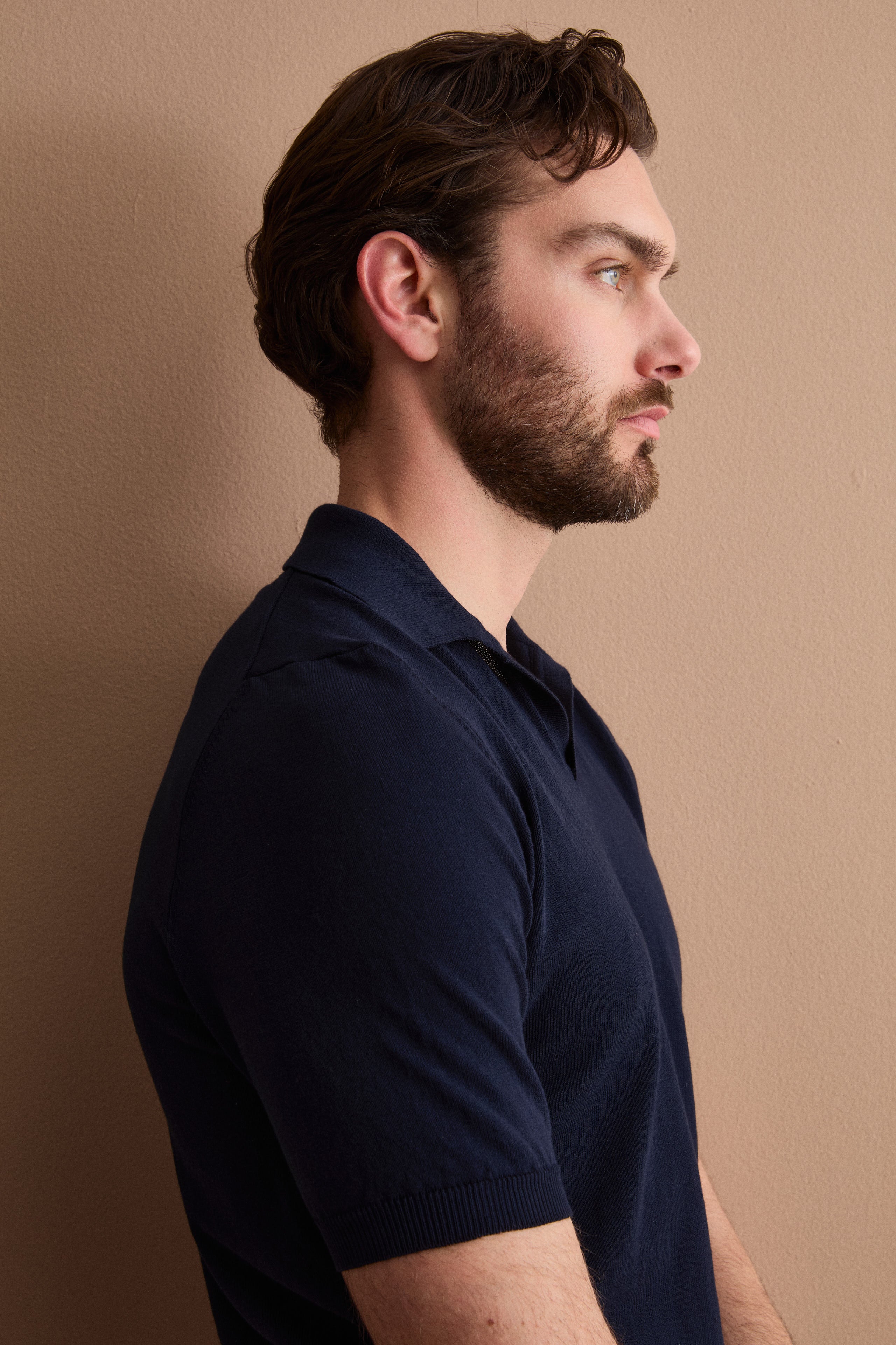 Polo in Maglia di Cotone Crêpe - BLU