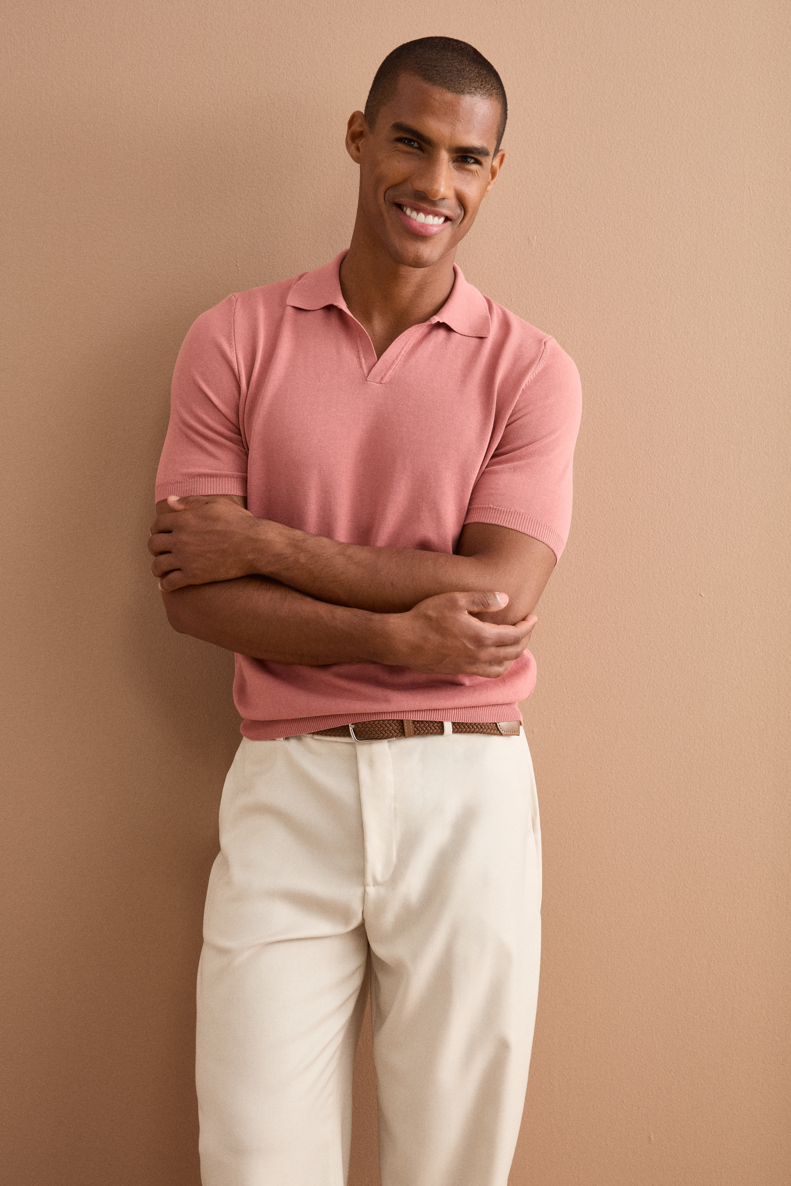 Polo in Maglia di Cotone Crêpe - ROSA ANTICO