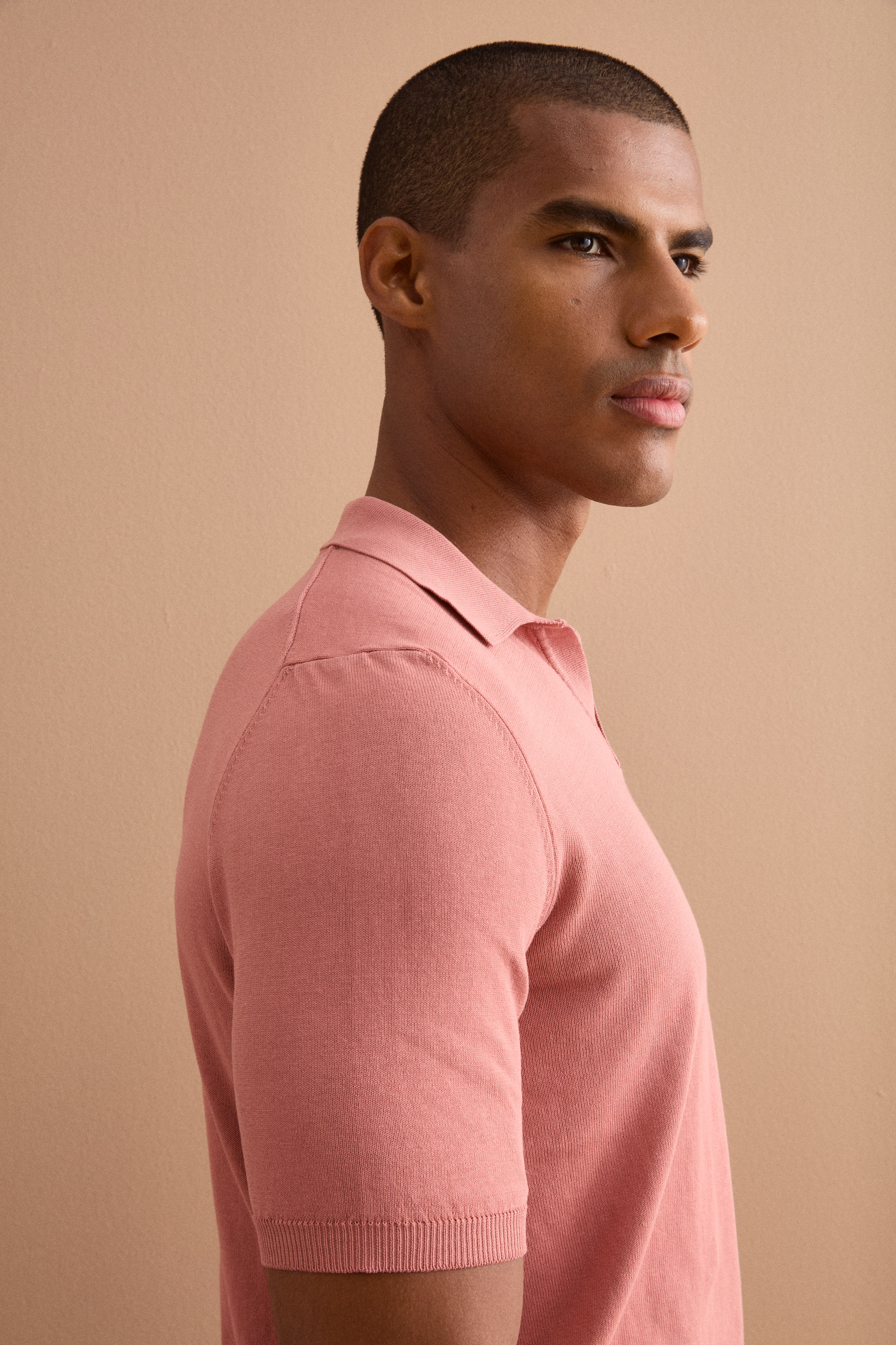 Polo in Maglia di Cotone Crêpe - ROSA ANTICO