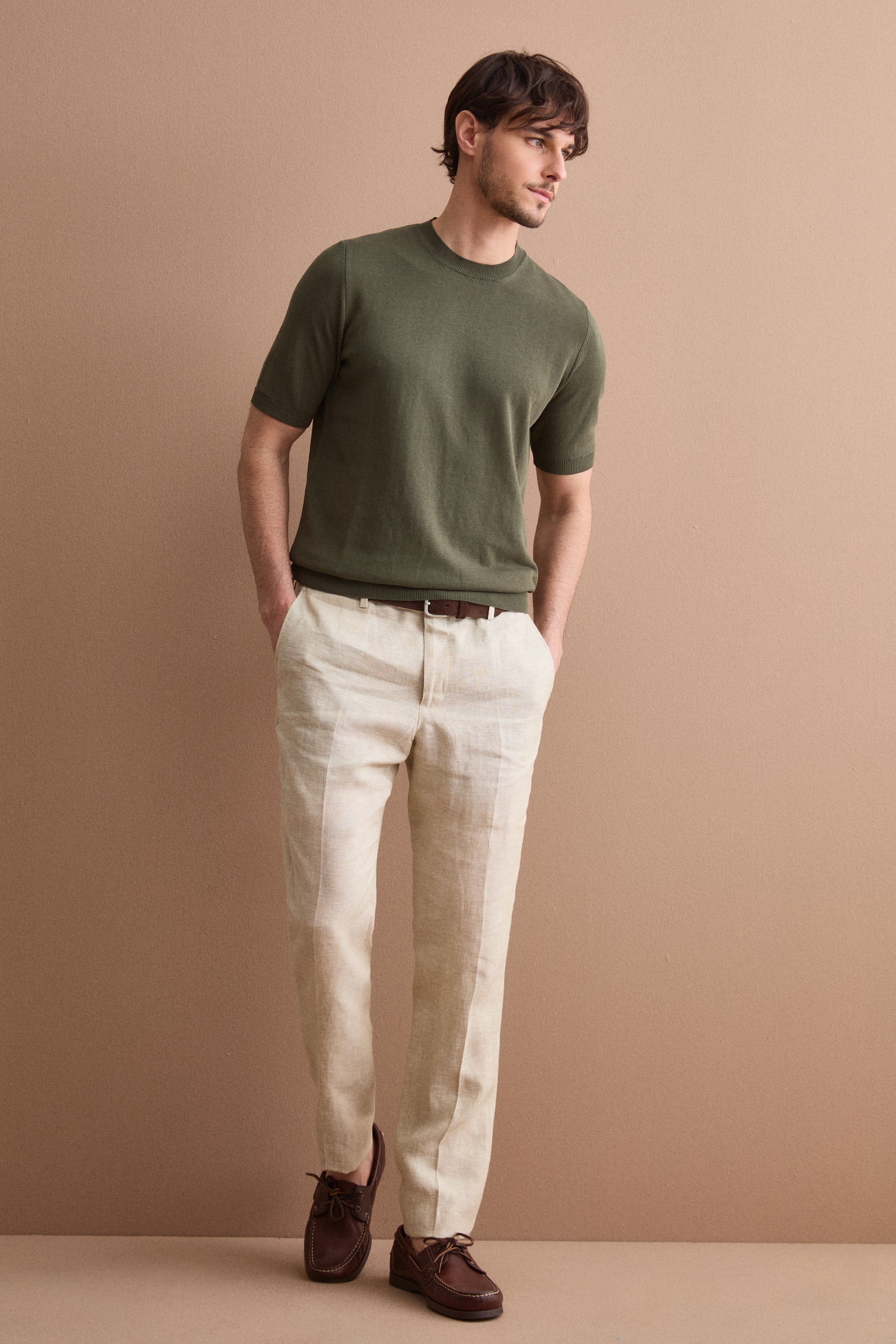 T-shirt in Maglia di Cotone Crêpe - VERDE MILITARE