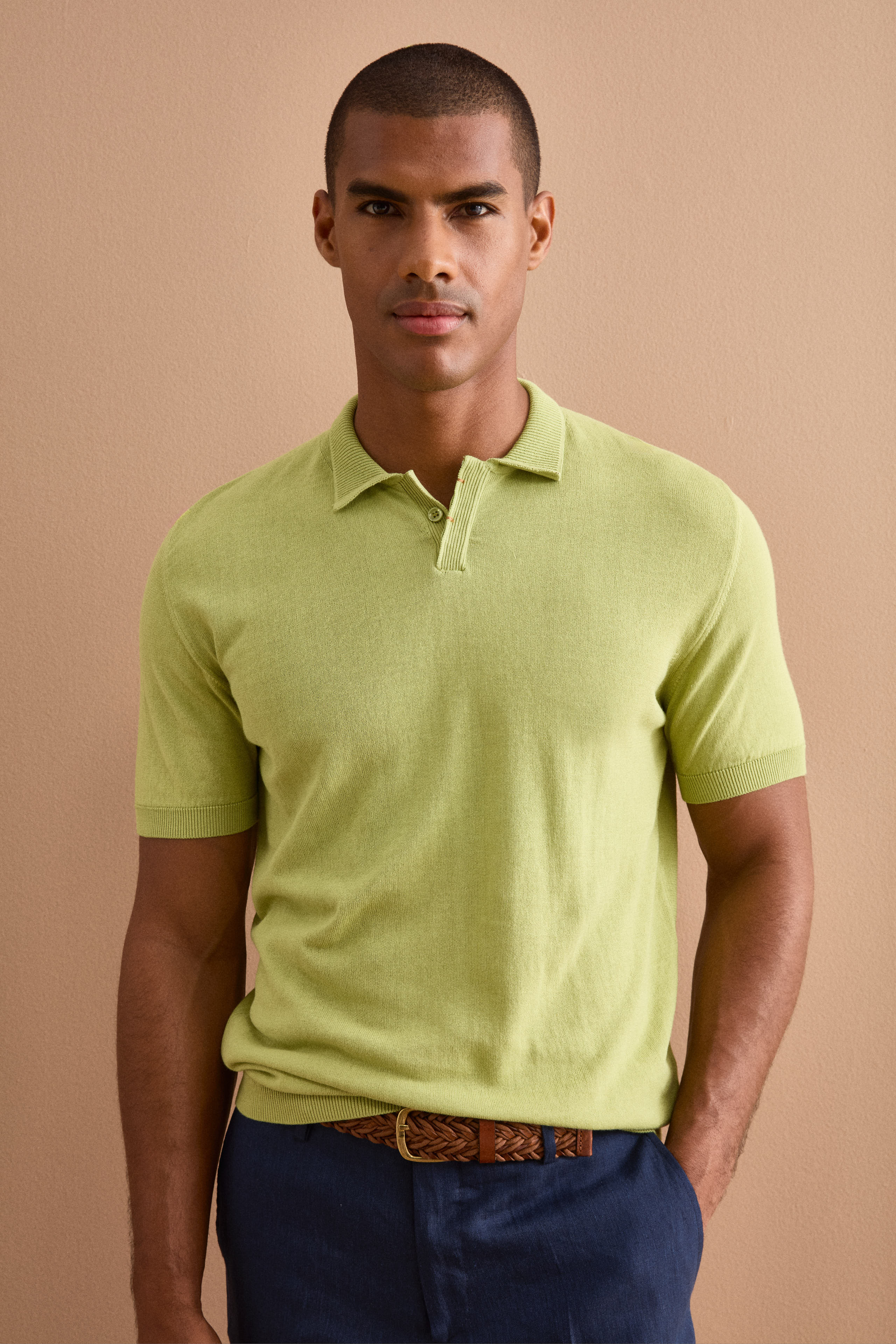 Polo Regular Fit in Cotone Crêpe - VERDE
