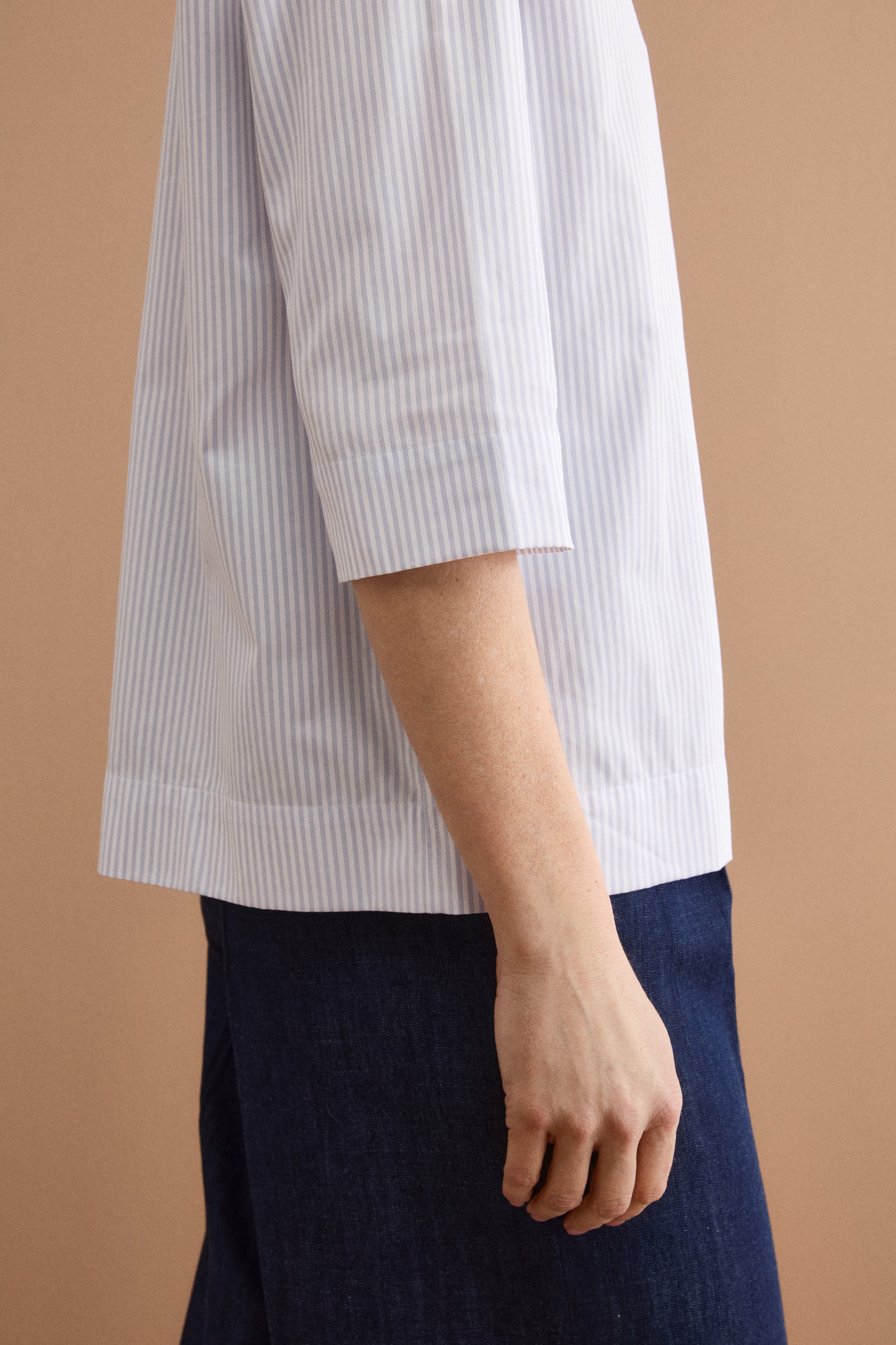 Camicia Boxy Fantasia in Cotone - GRIGIO RIGATO