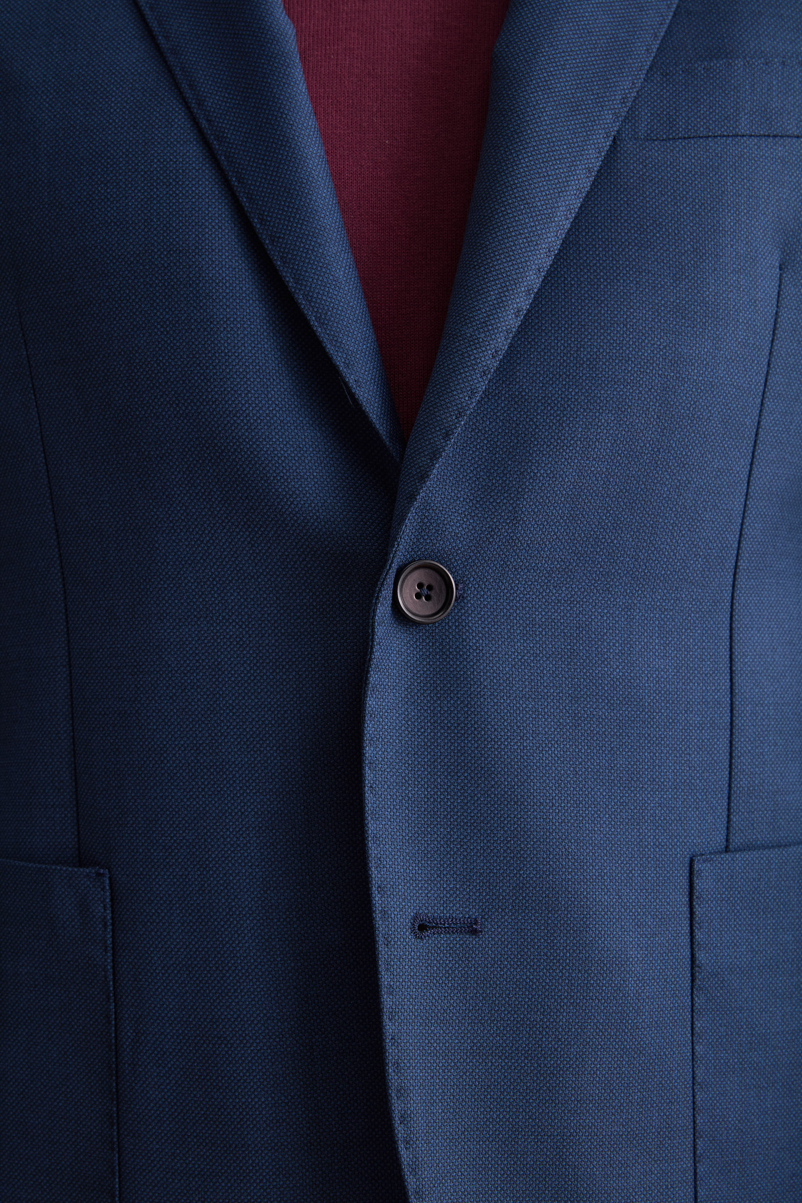Giacca Monopetto Foderata Slim Fit in Pura Lana Vergine - FANT. BLU