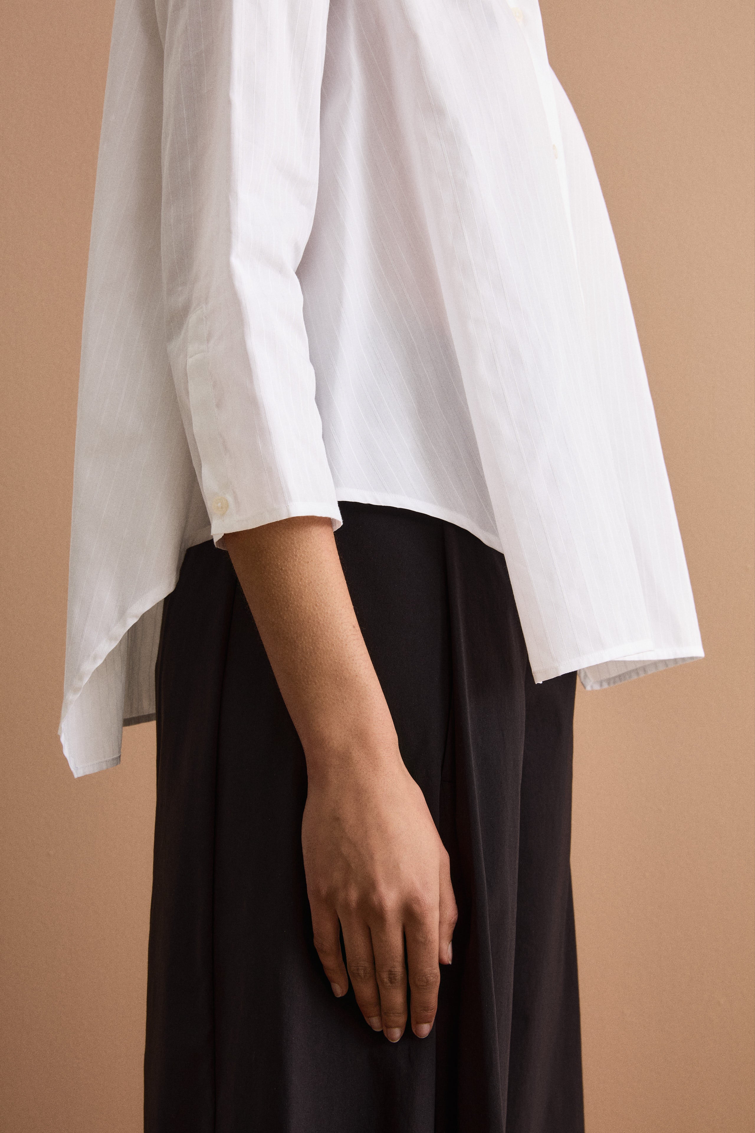 Camicia Boxy Over Fantasia in Cotone - BIANCO RIGATO