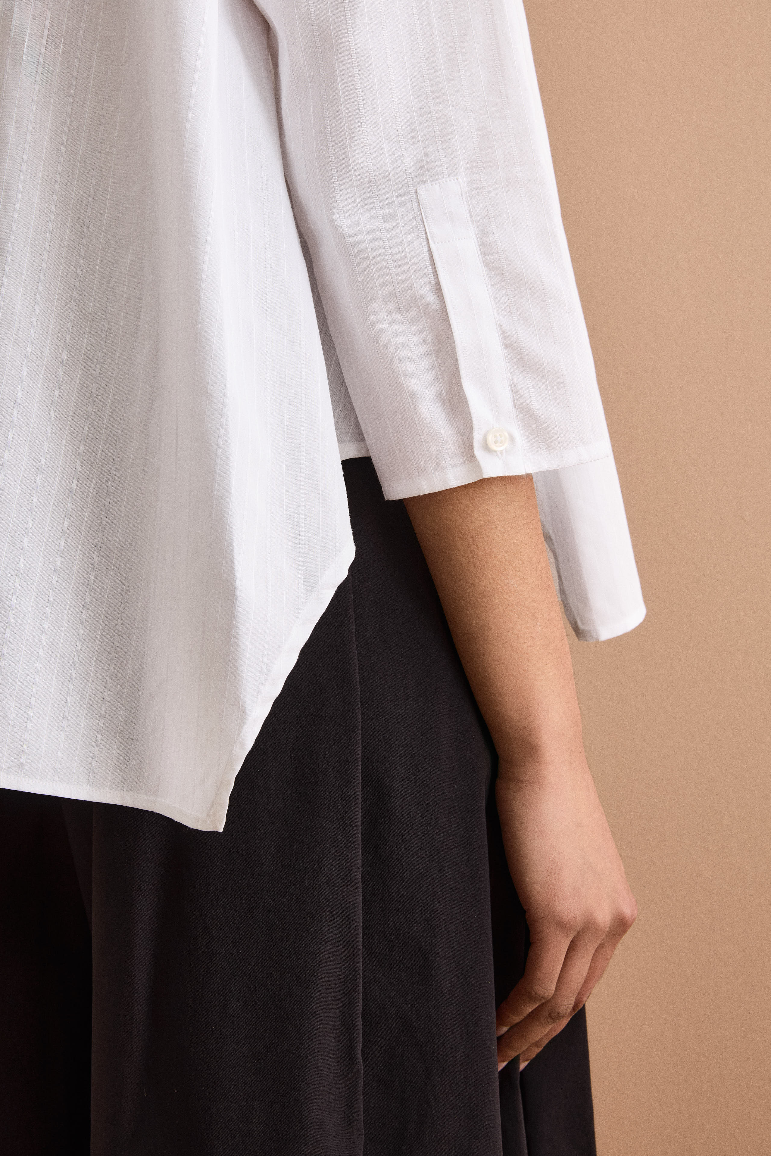 Camicia Boxy Over Fantasia in Cotone - BIANCO RIGATO