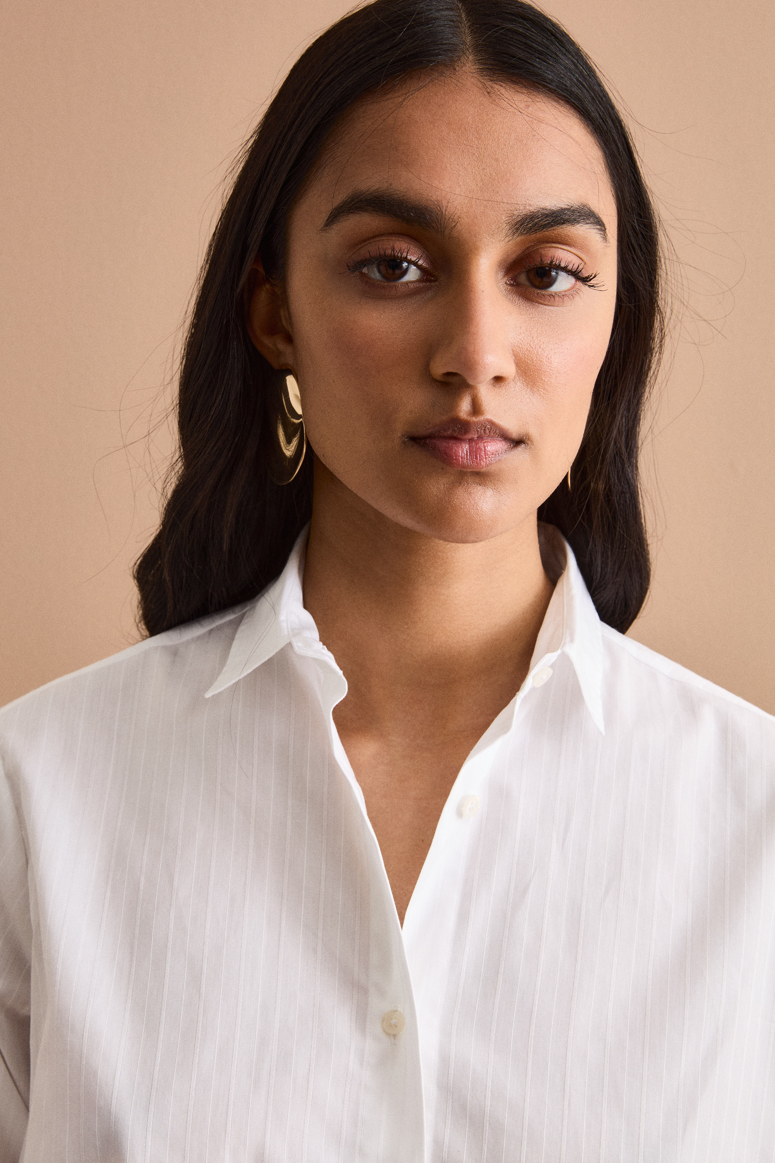 Camicia Boxy Over Fantasia in Cotone - BIANCO RIGATO