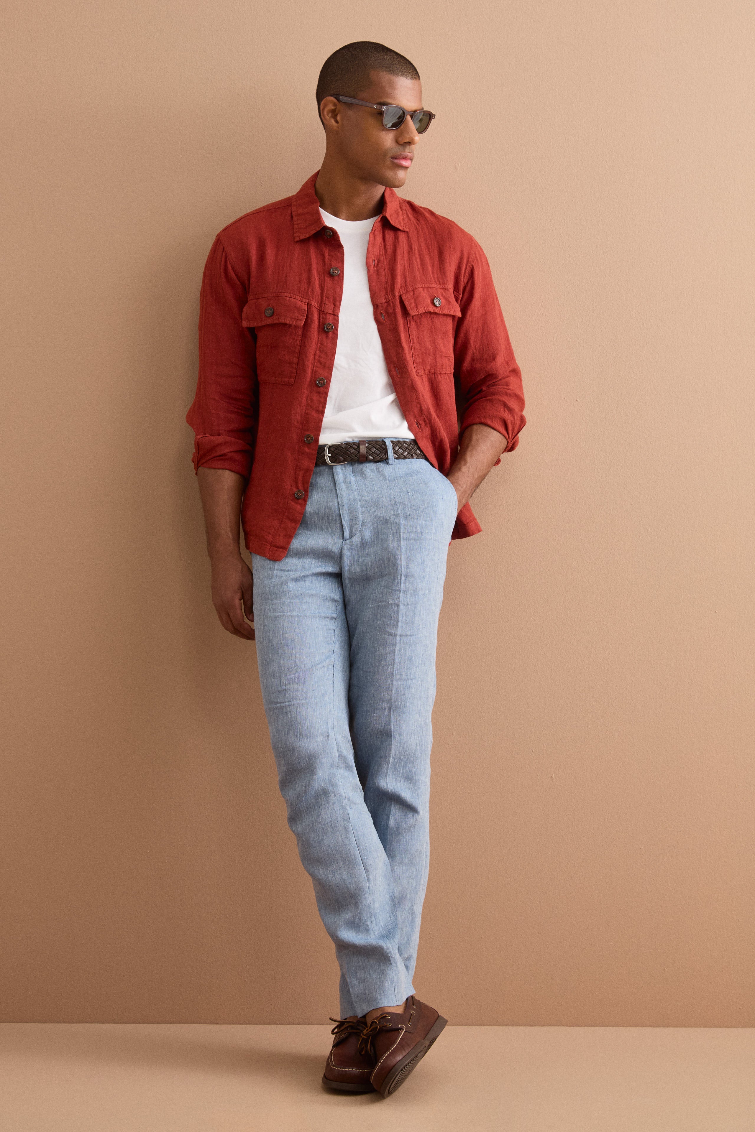 Pantalone Slim Fit in Lino con Pieghe - AVIO
