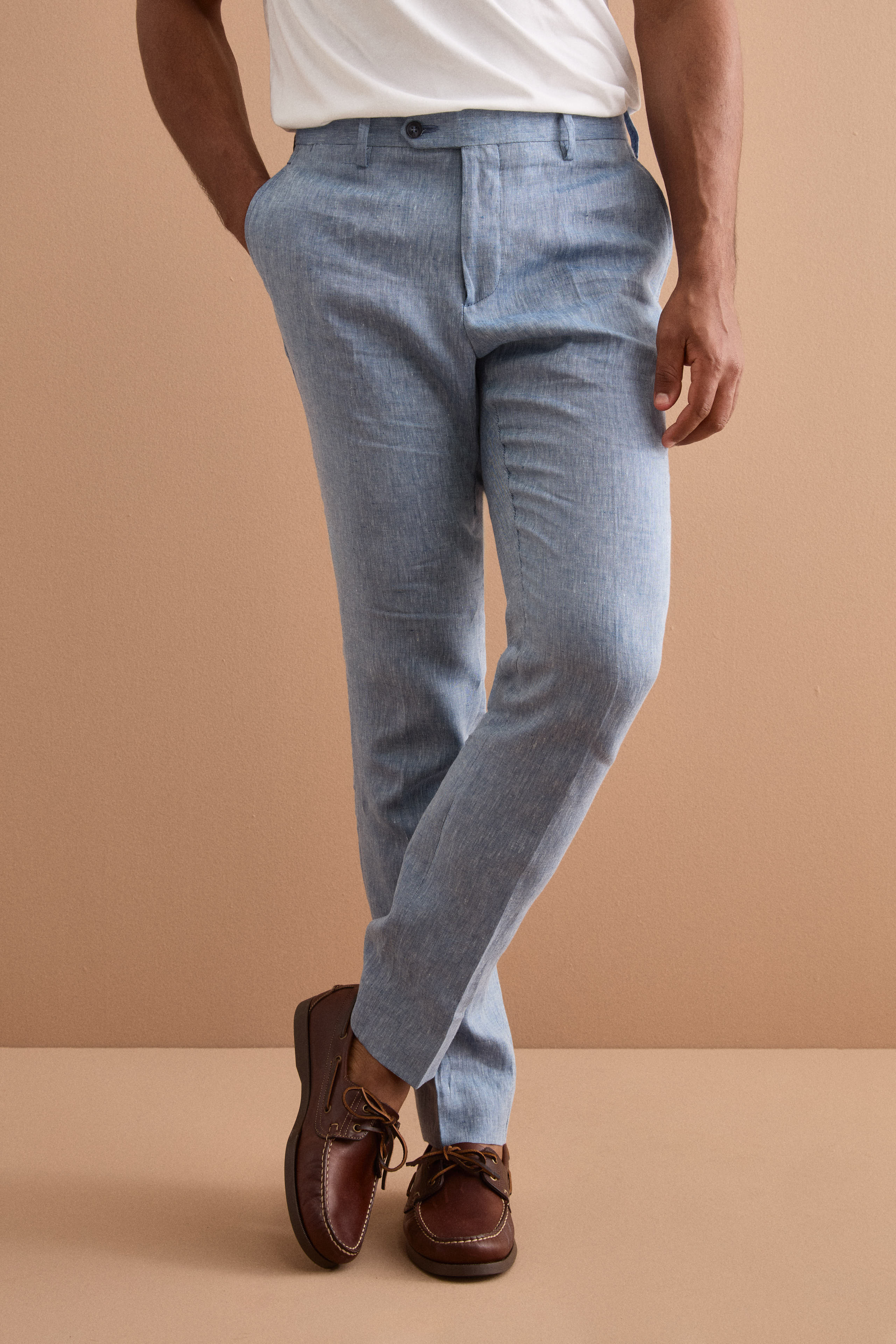 Pantalone Slim Fit in Lino con Pieghe - AVIO
