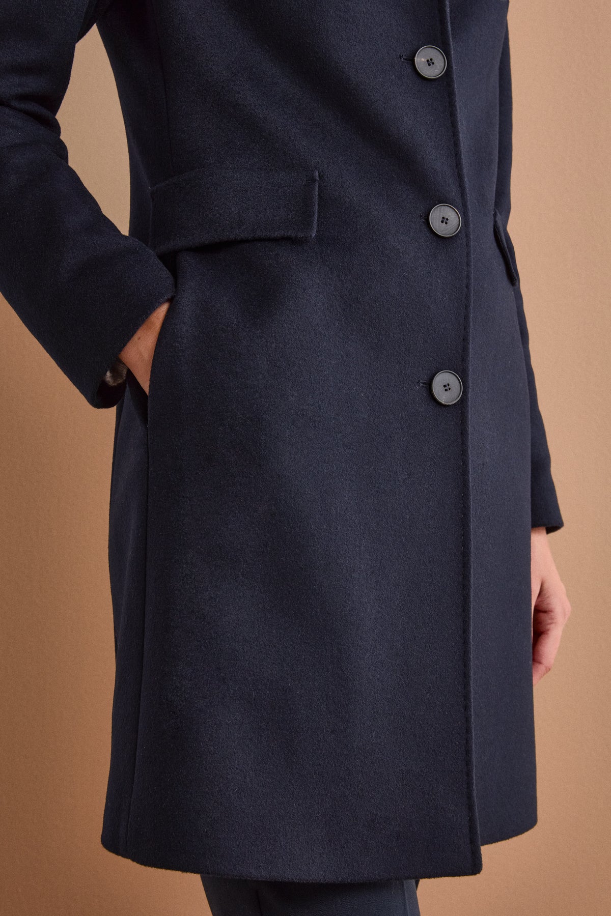 Cappotto Midi Sancrato in Misto Lana e Cashmere - BLU