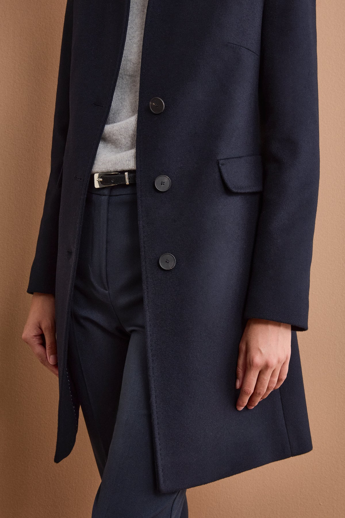 Cappotto Midi Sancrato in Misto Lana e Cashmere - BLU
