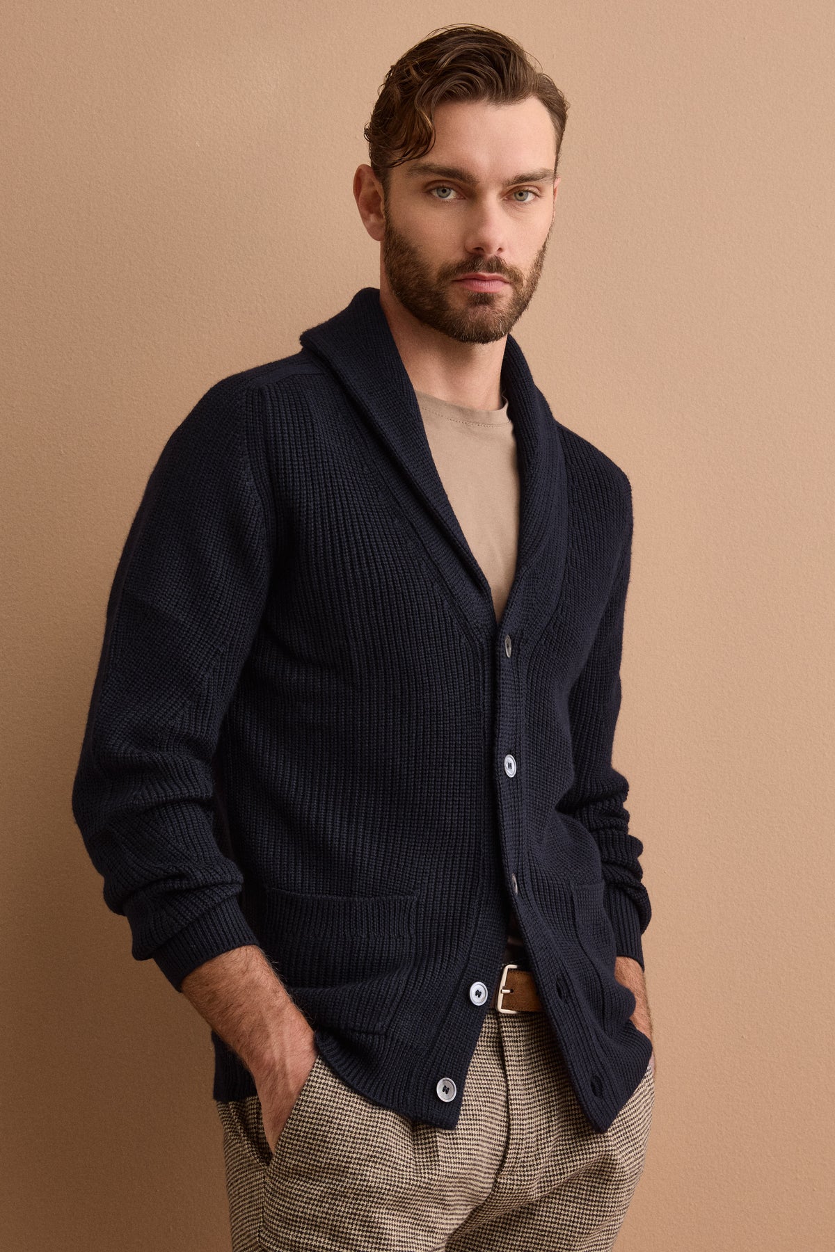 Cardigan in Lana Merino a Costa Inglese - BLU