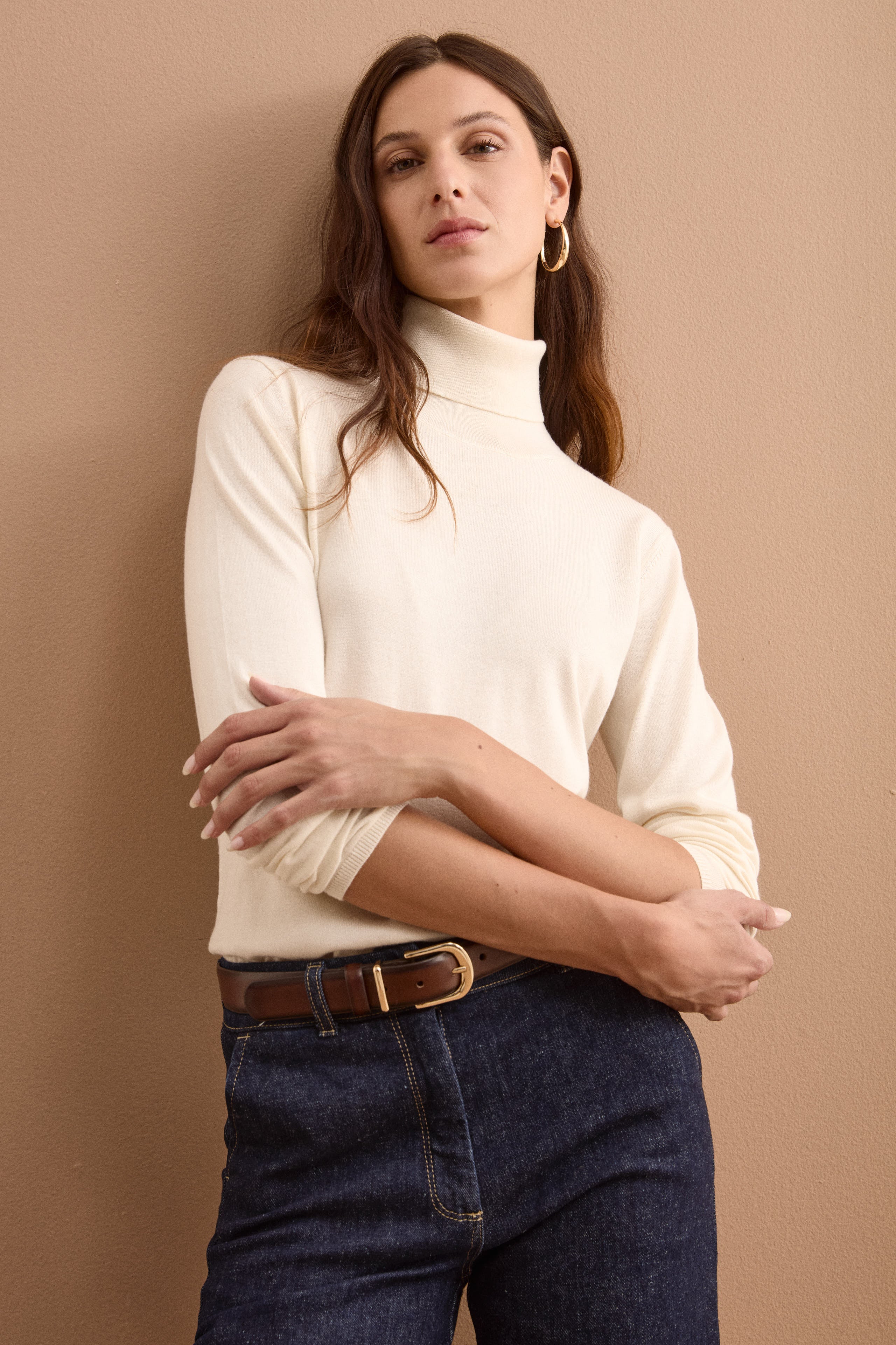 Maglia Dolcevita in Seta e Cashmere Extrafine - PANNA