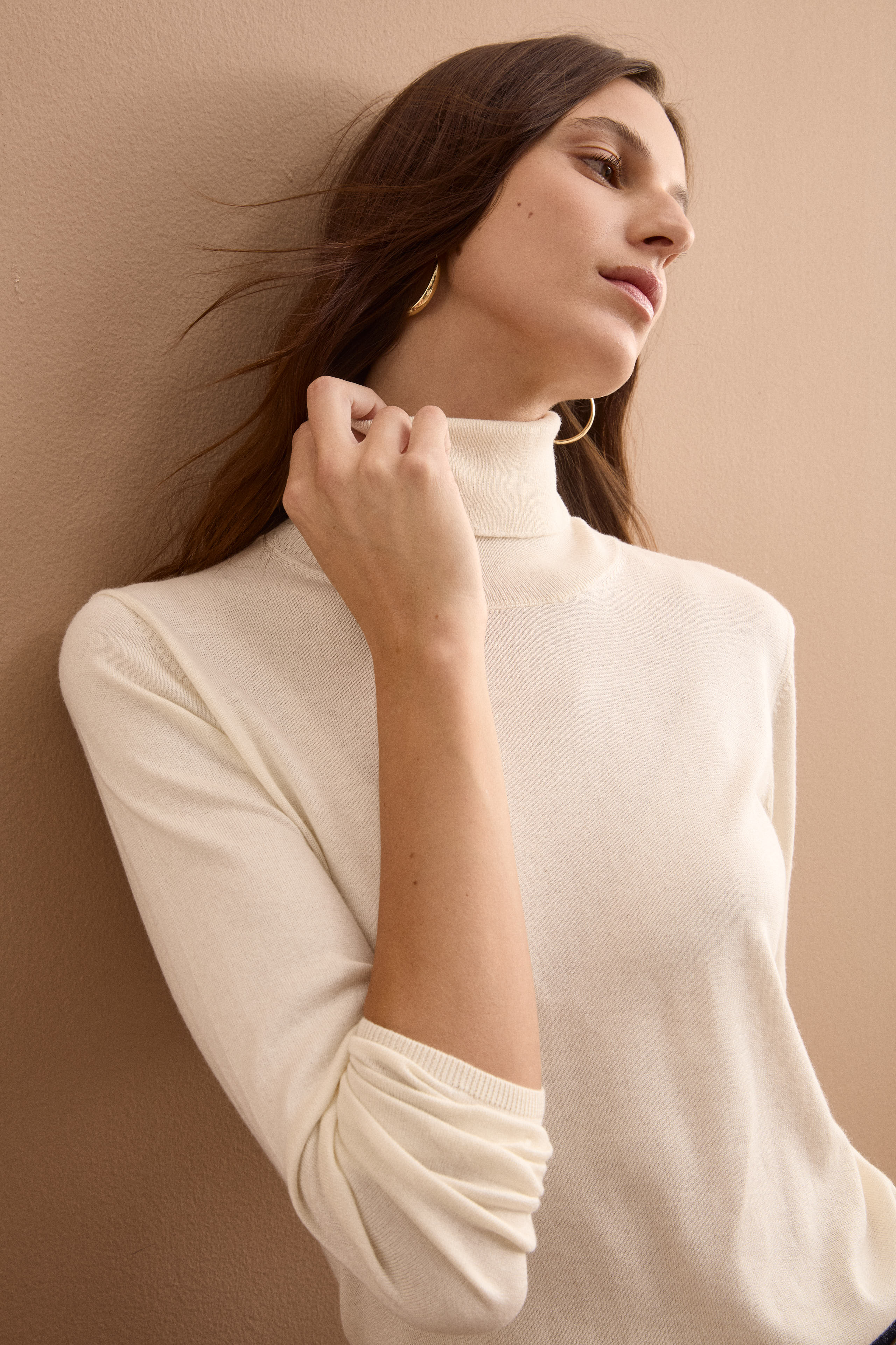 Maglia Dolcevita in Seta e Cashmere Extrafine - PANNA