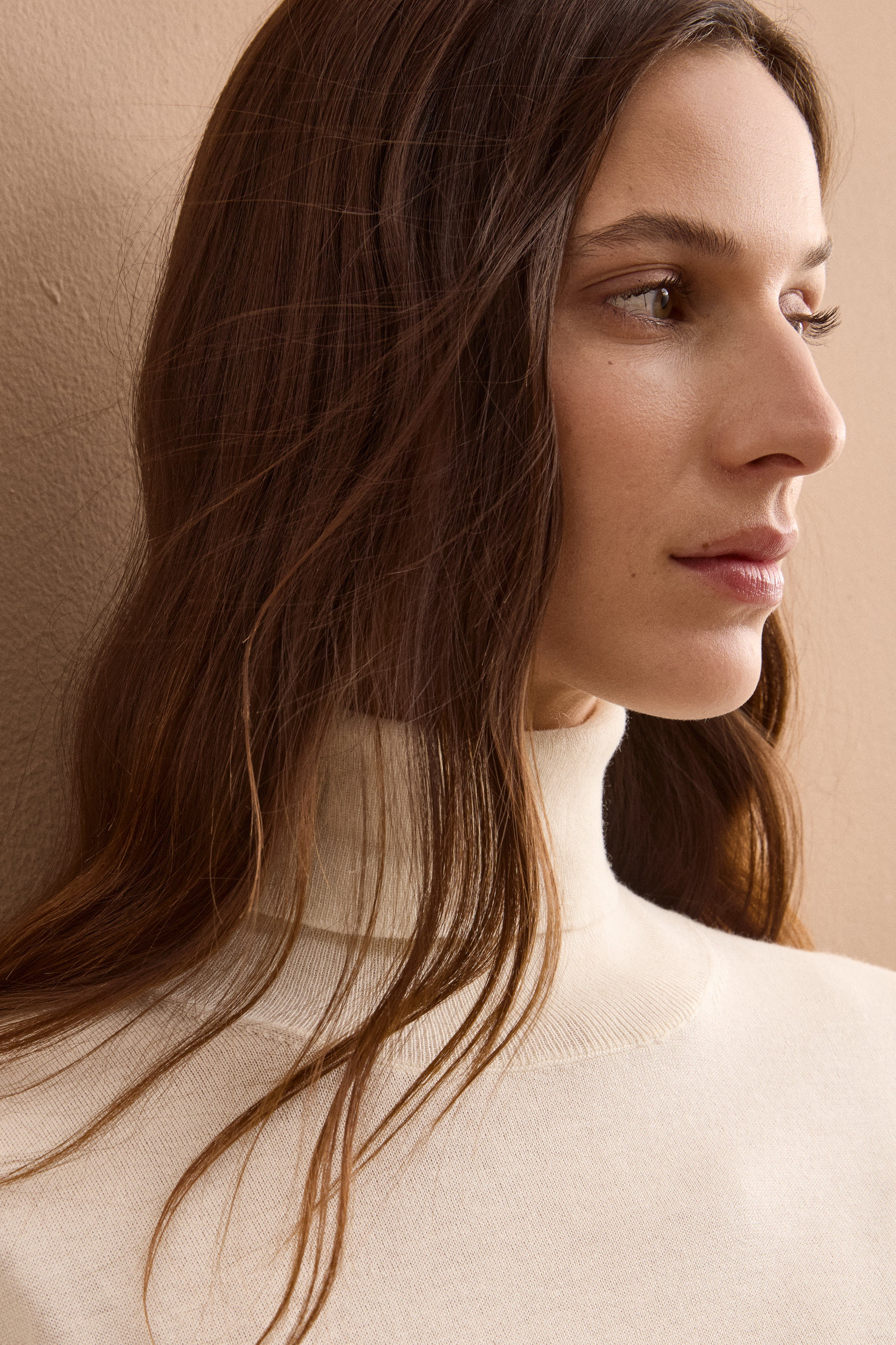 Maglia Dolcevita in Seta e Cashmere Extrafine - PANNA