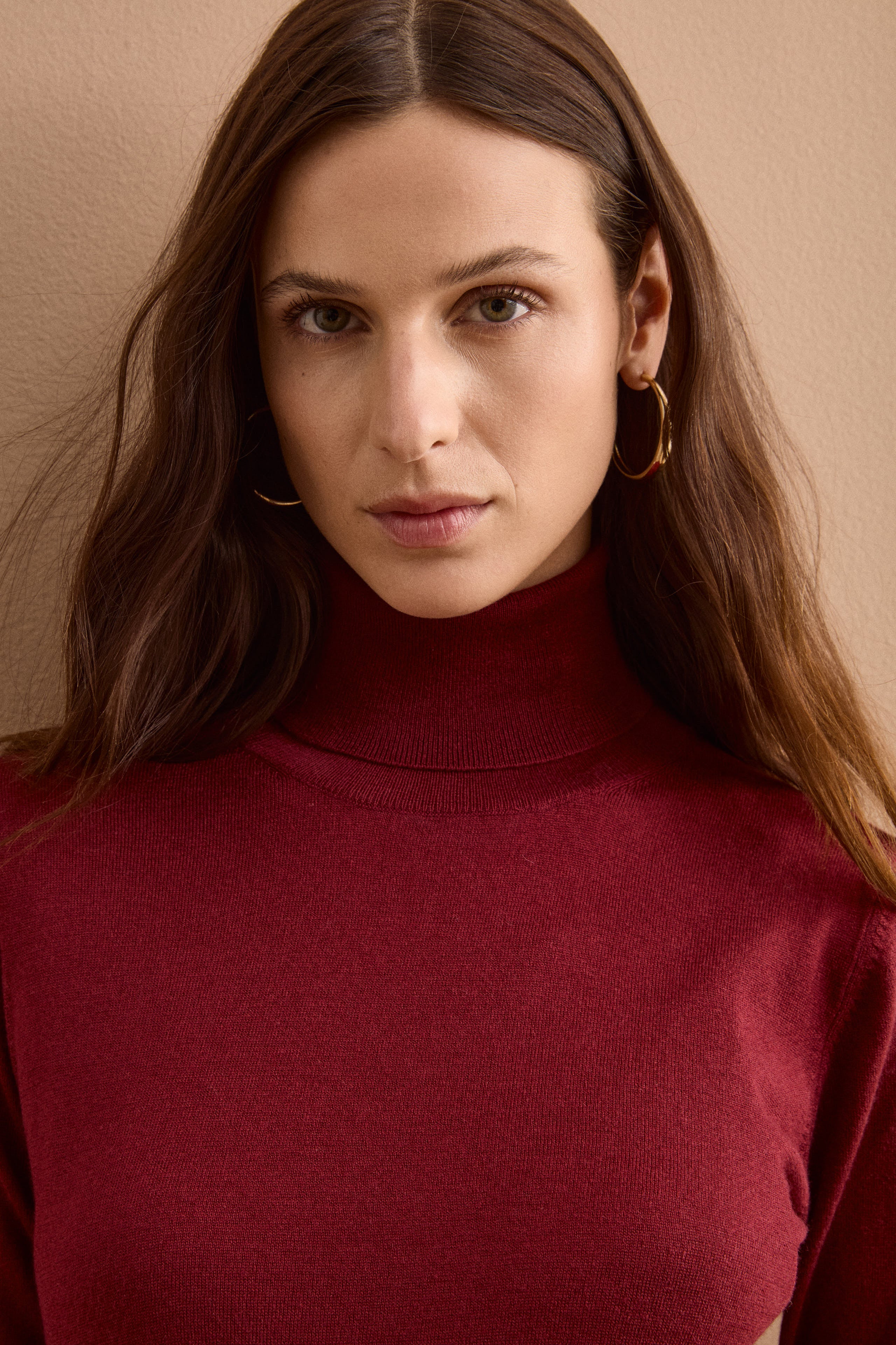 Maglia Dolcevita in Seta e Cashmere Extrafine - BORDEAUX