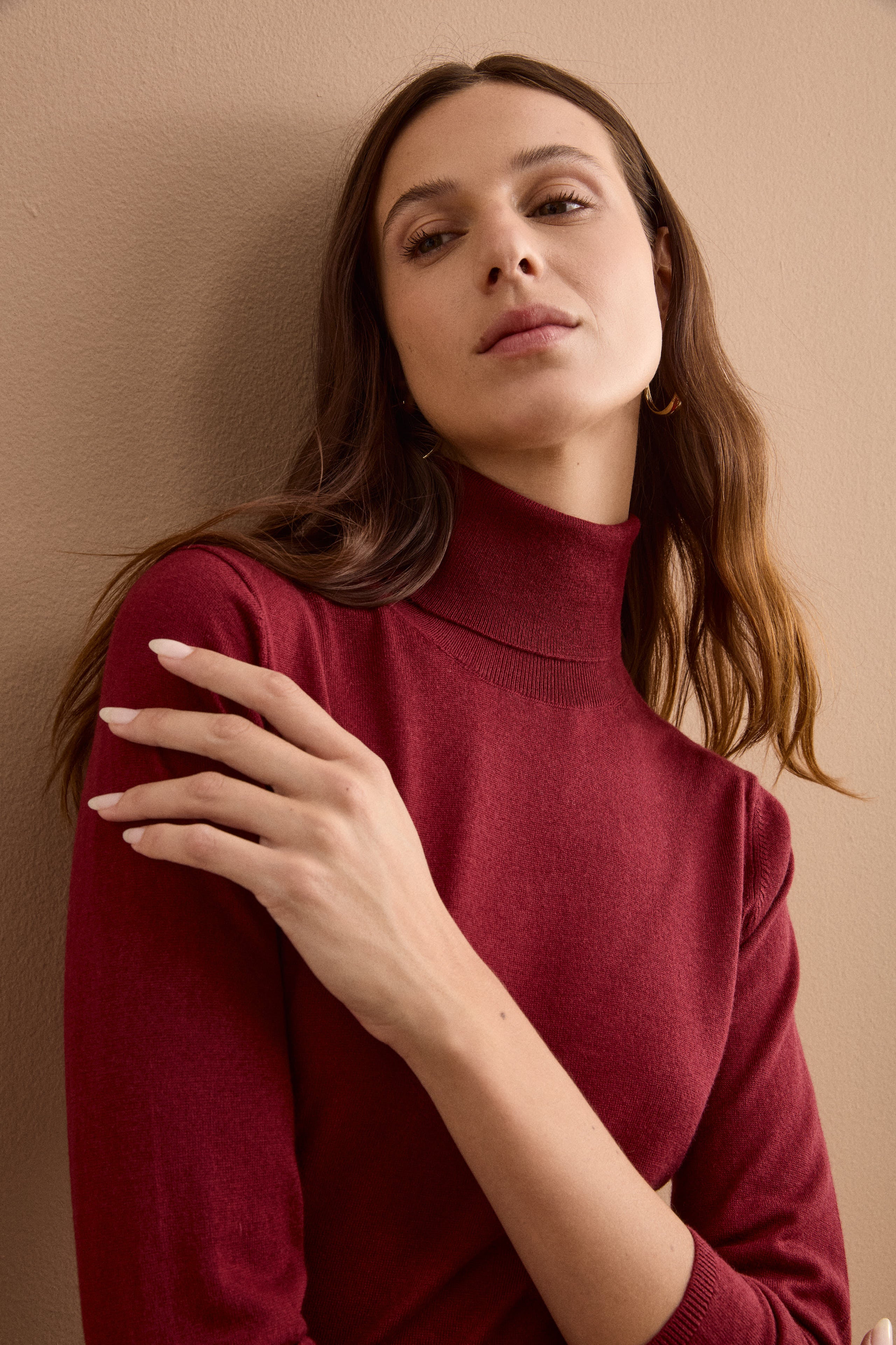 Maglia Dolcevita in Seta e Cashmere Extrafine - BORDEAUX