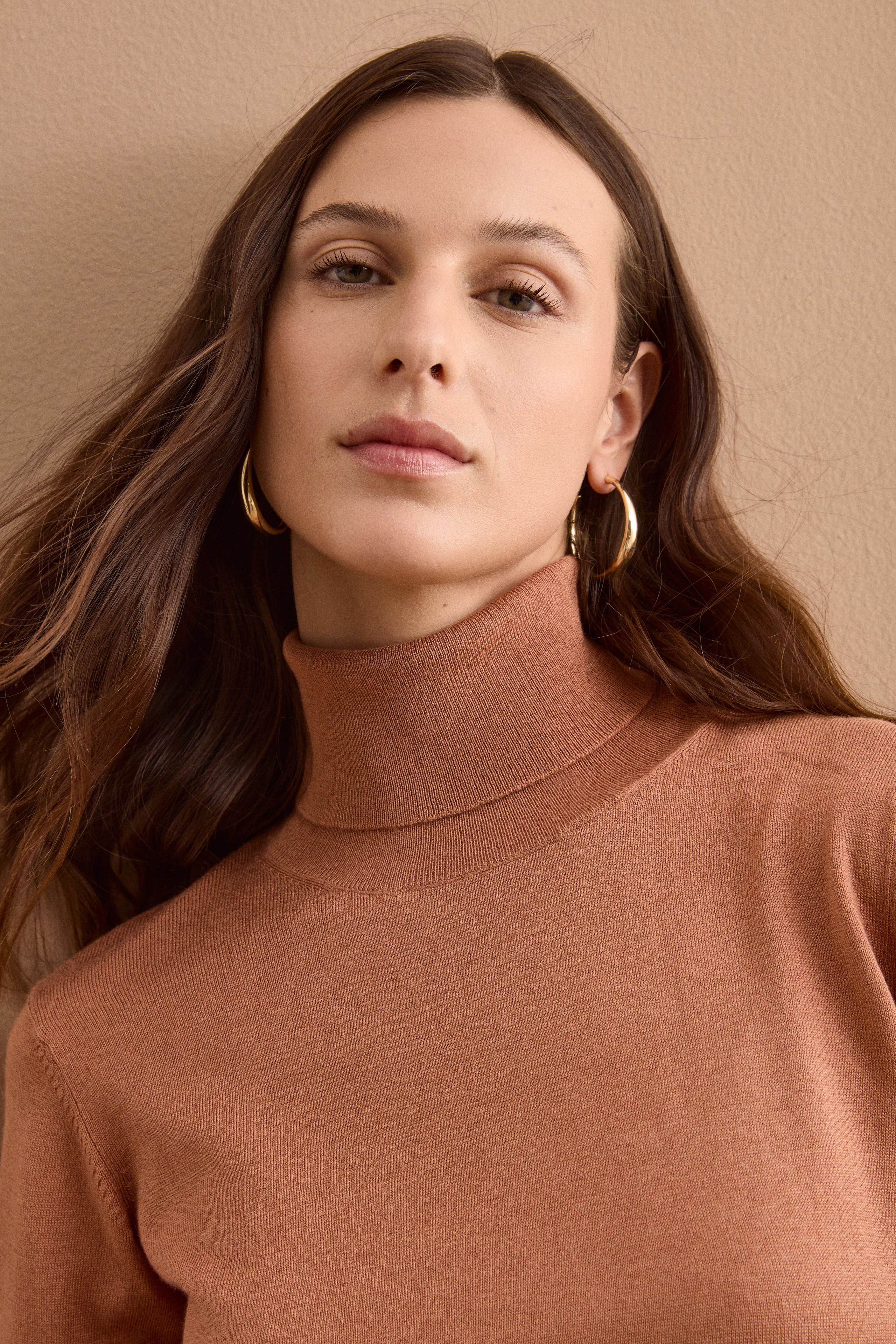 Maglia Dolcevita in Seta e Cashmere Extrafine - RUGGINE