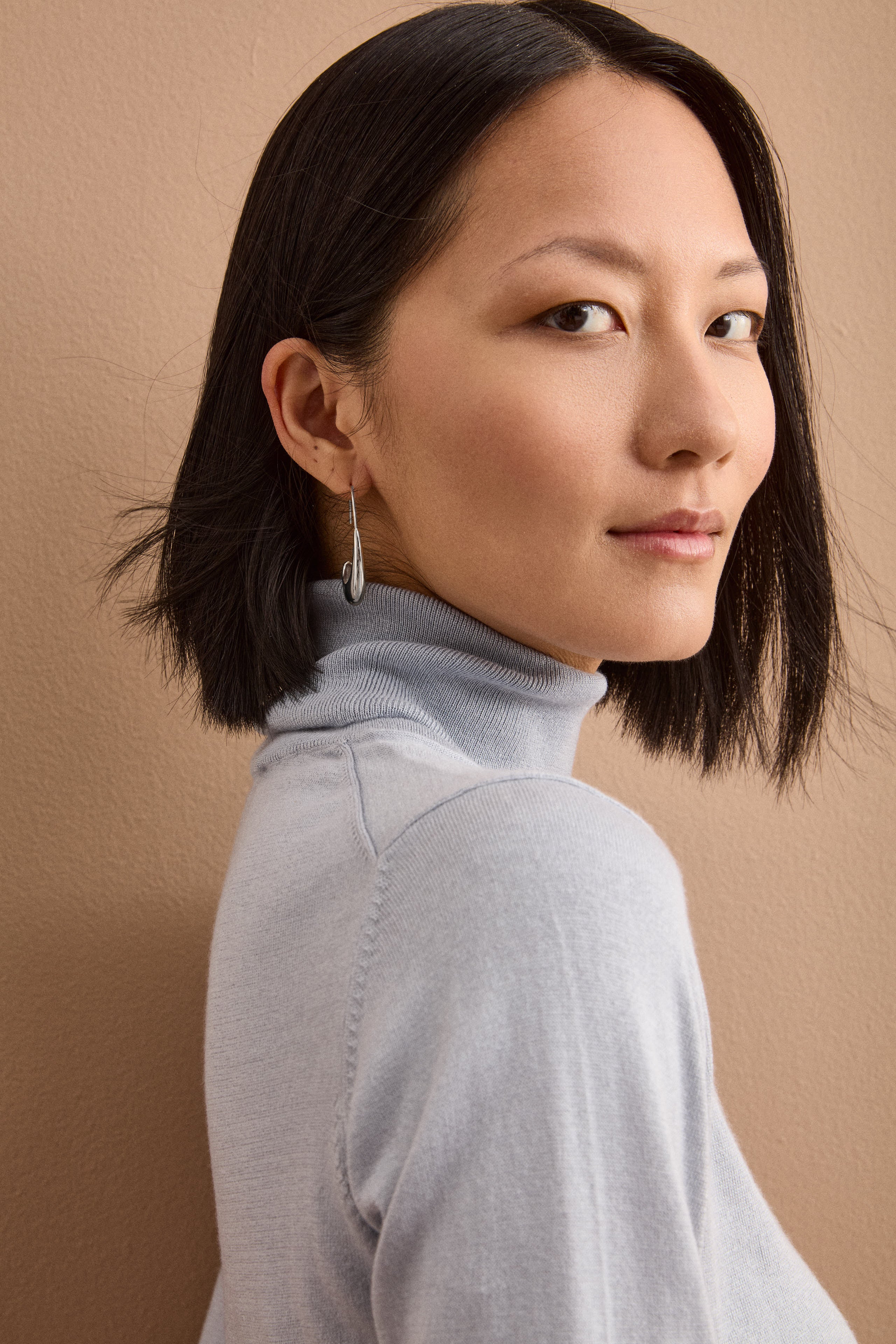 Maglia Dolcevita in Seta e Cashmere Extrafine - POLVERE
