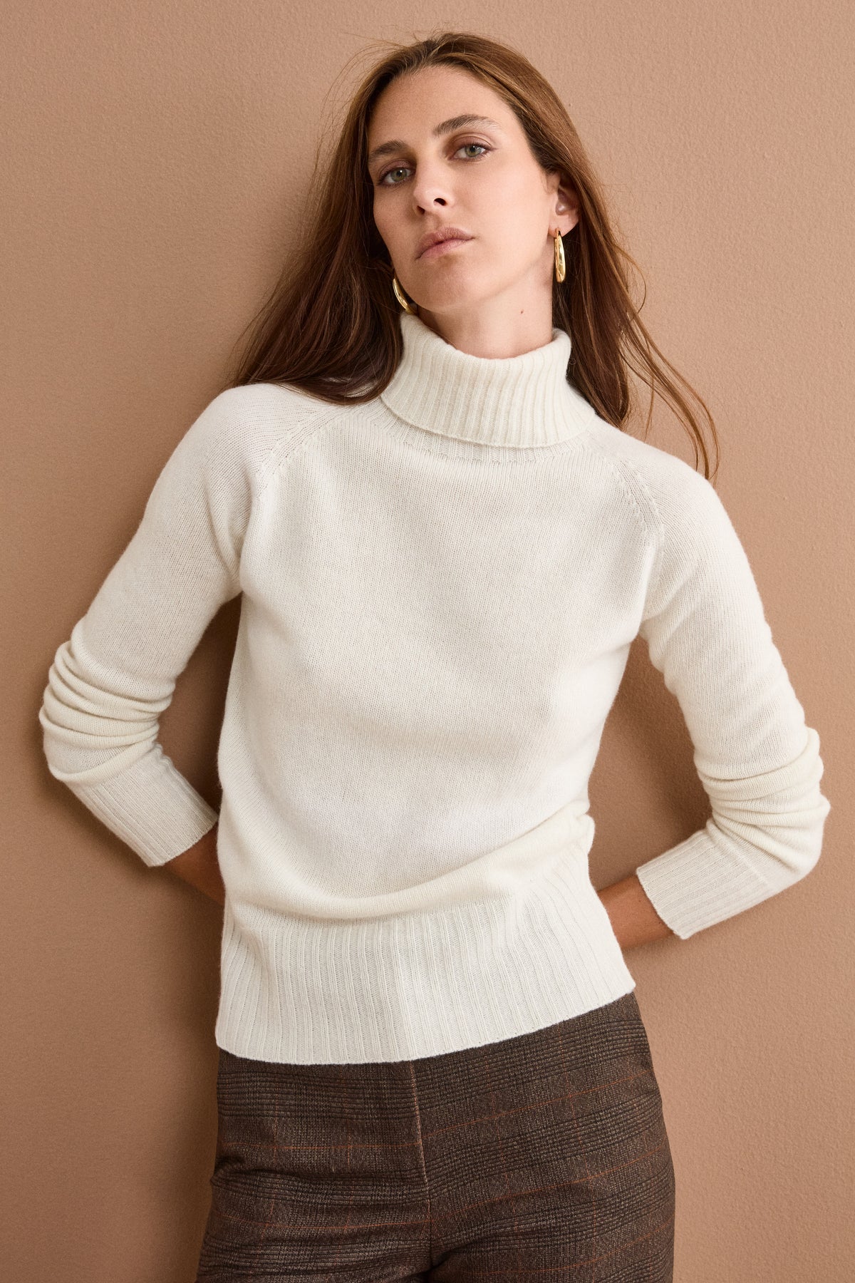 Dolcevita Raglan in Lana e Cashmere con Collo a Coste - BIANCO OTTICO