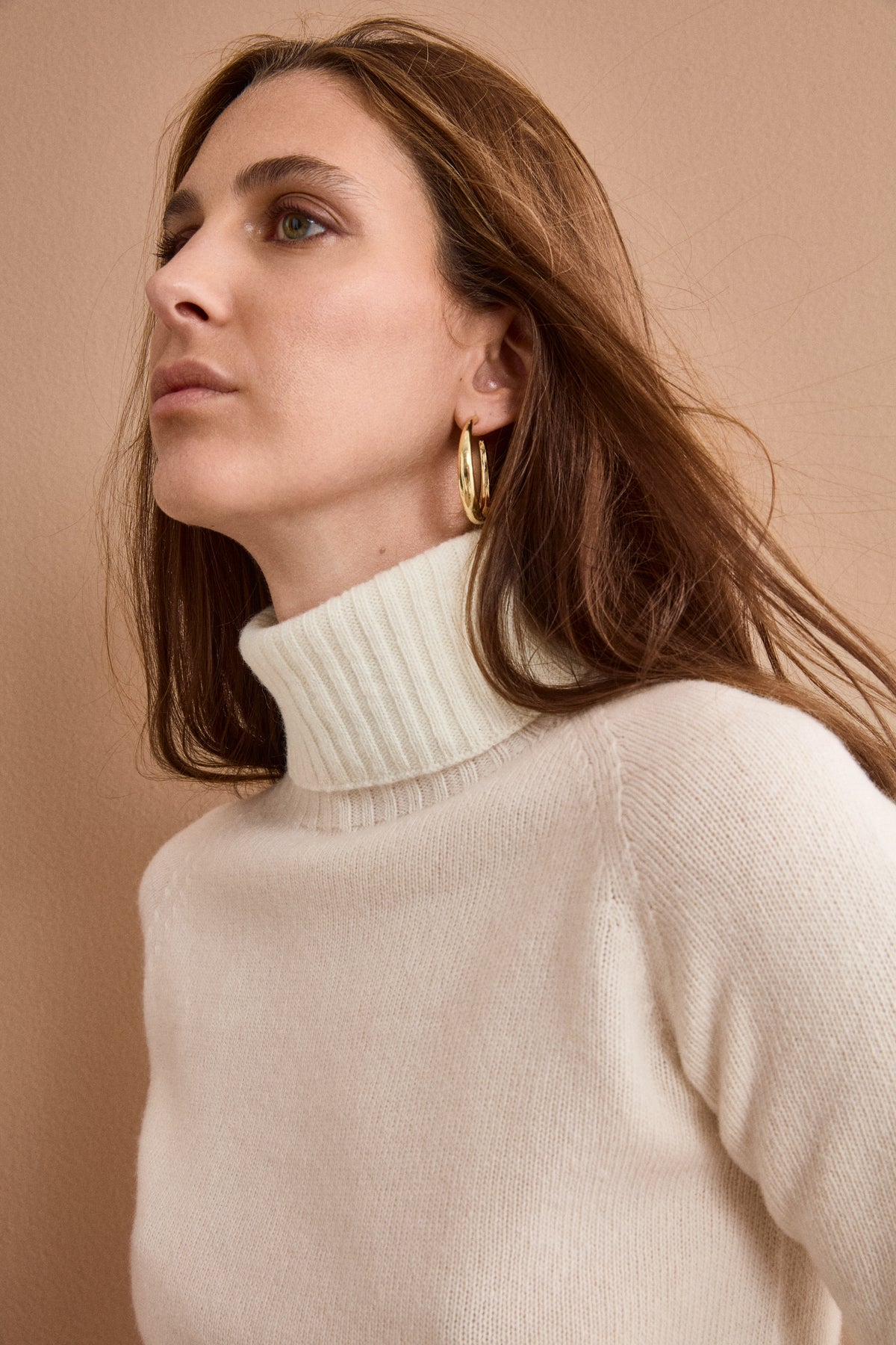 Dolcevita Raglan in Lana e Cashmere con Collo a Coste - BIANCO OTTICO