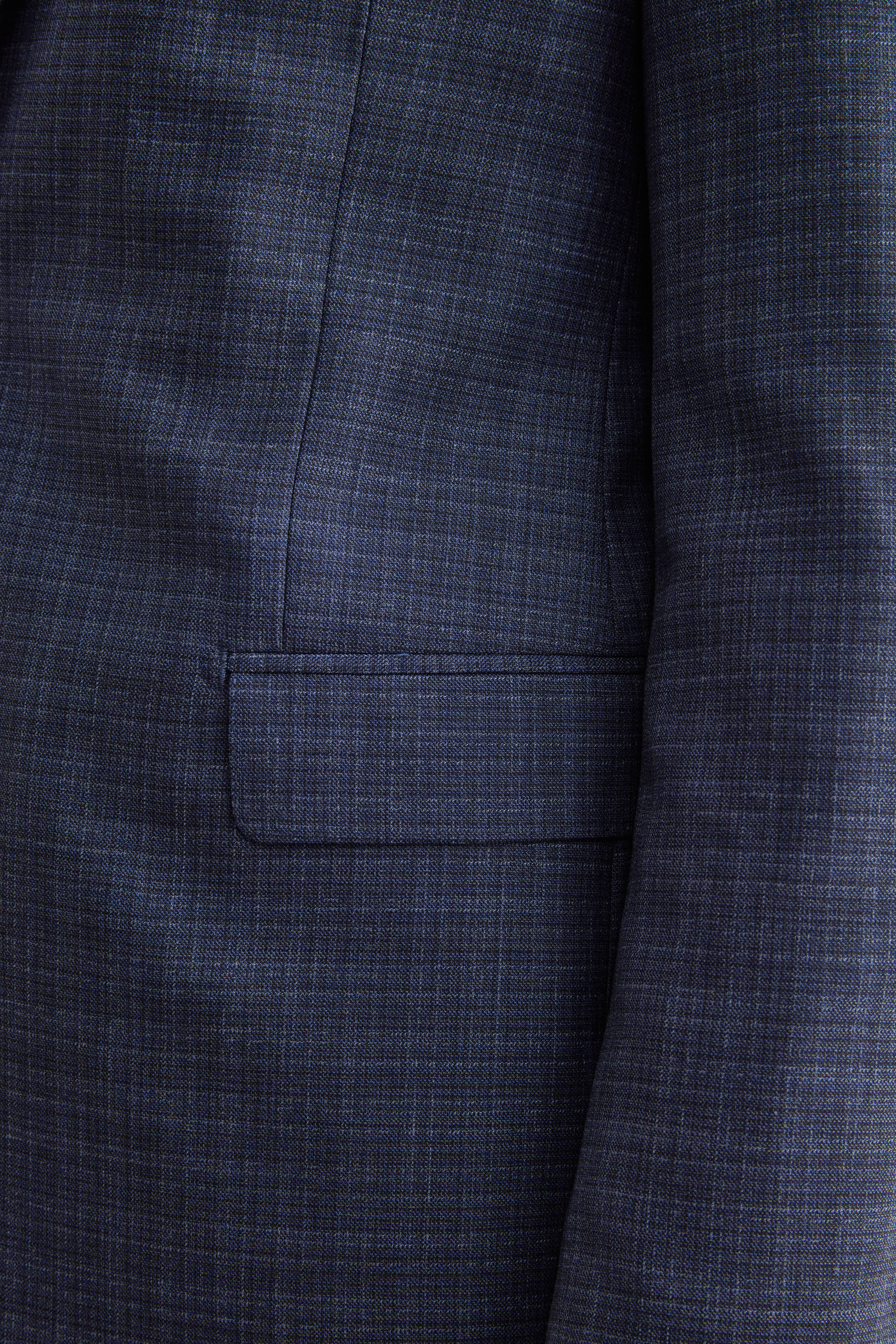 Abito Check Comfort Fit in Lana Vergine - FANT. BLU