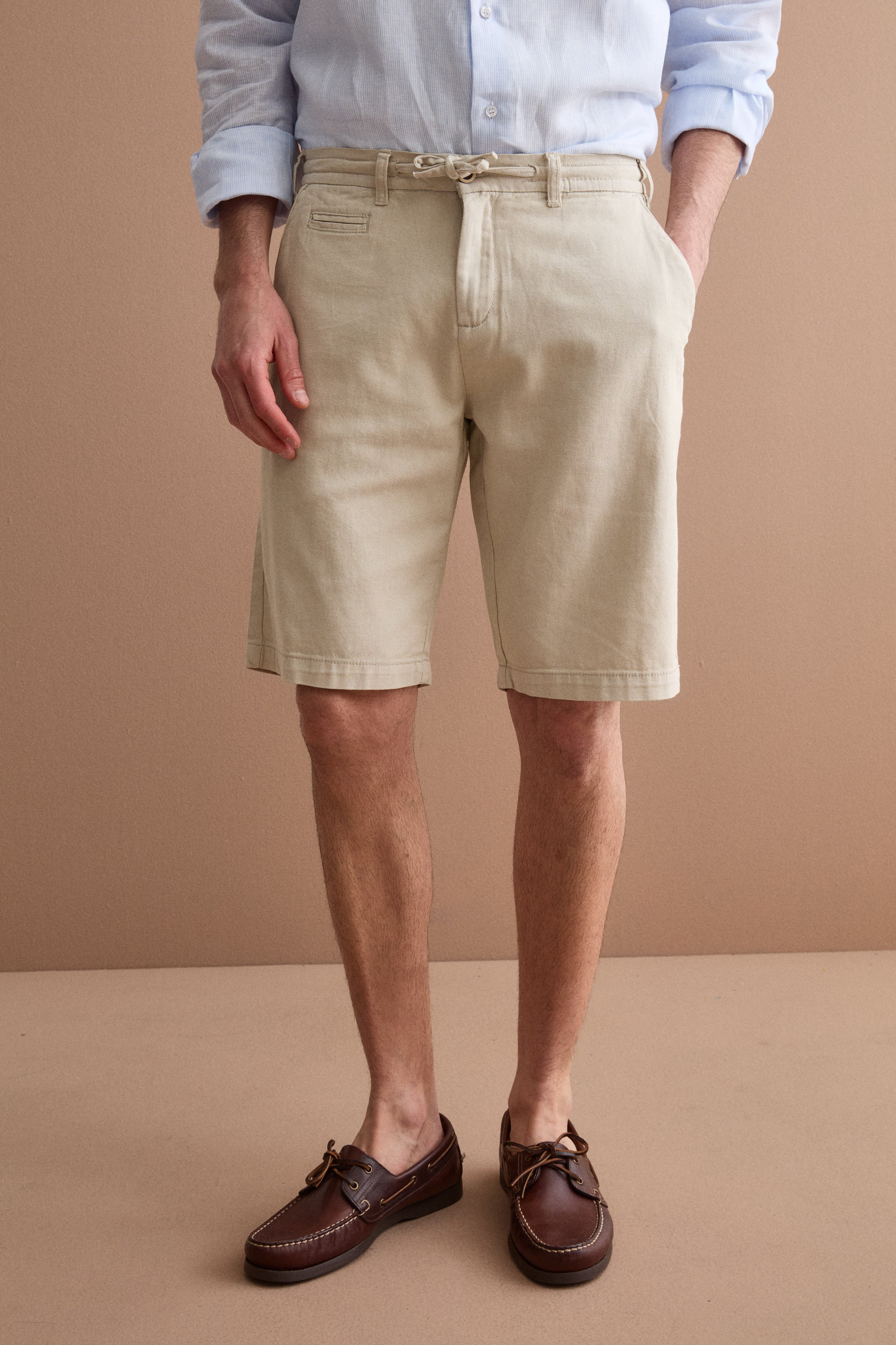 Bermuda In Misto Cotone Con Coulisse - SABBIA