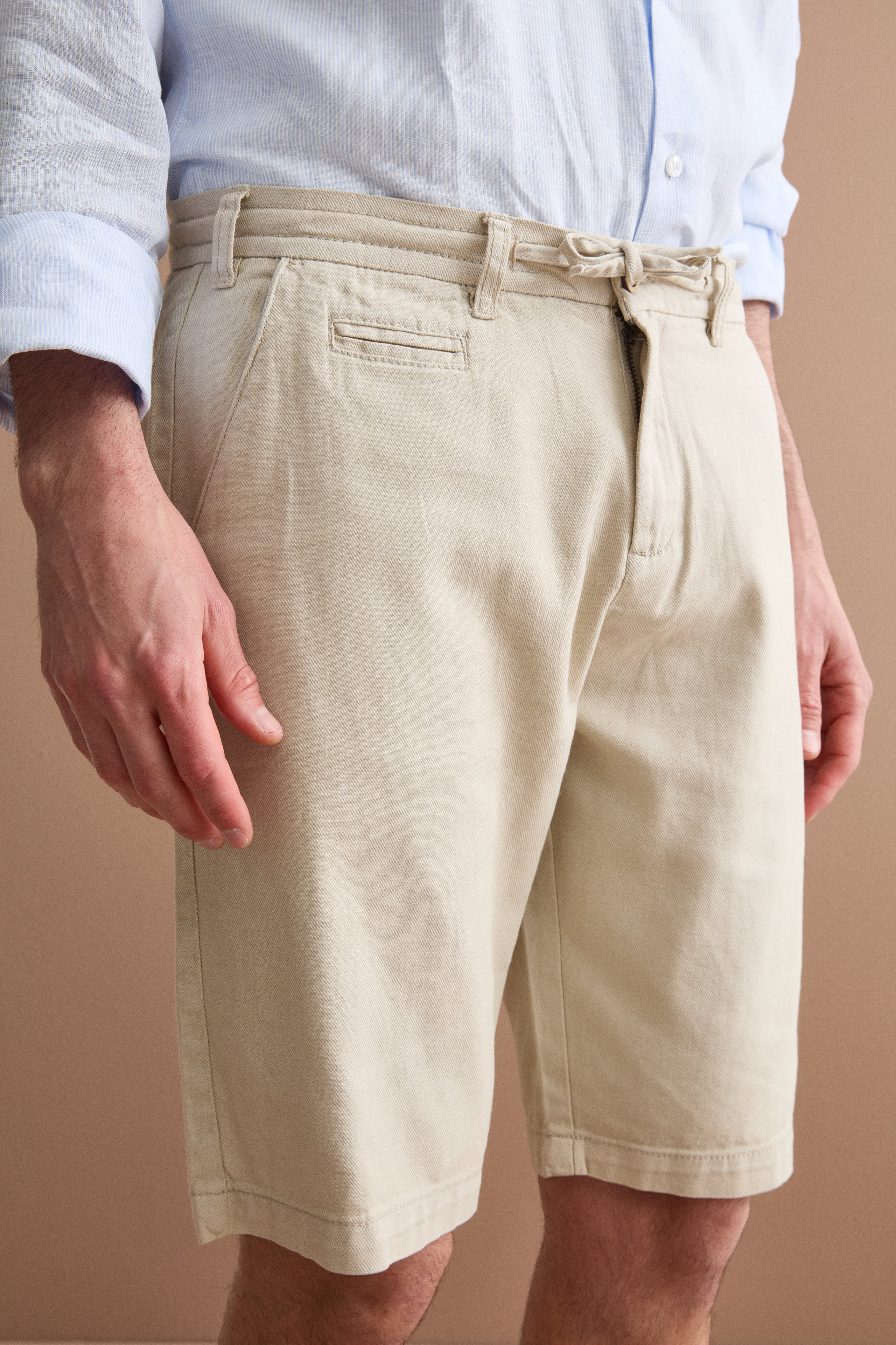 Bermuda In Misto Cotone Con Coulisse - SABBIA