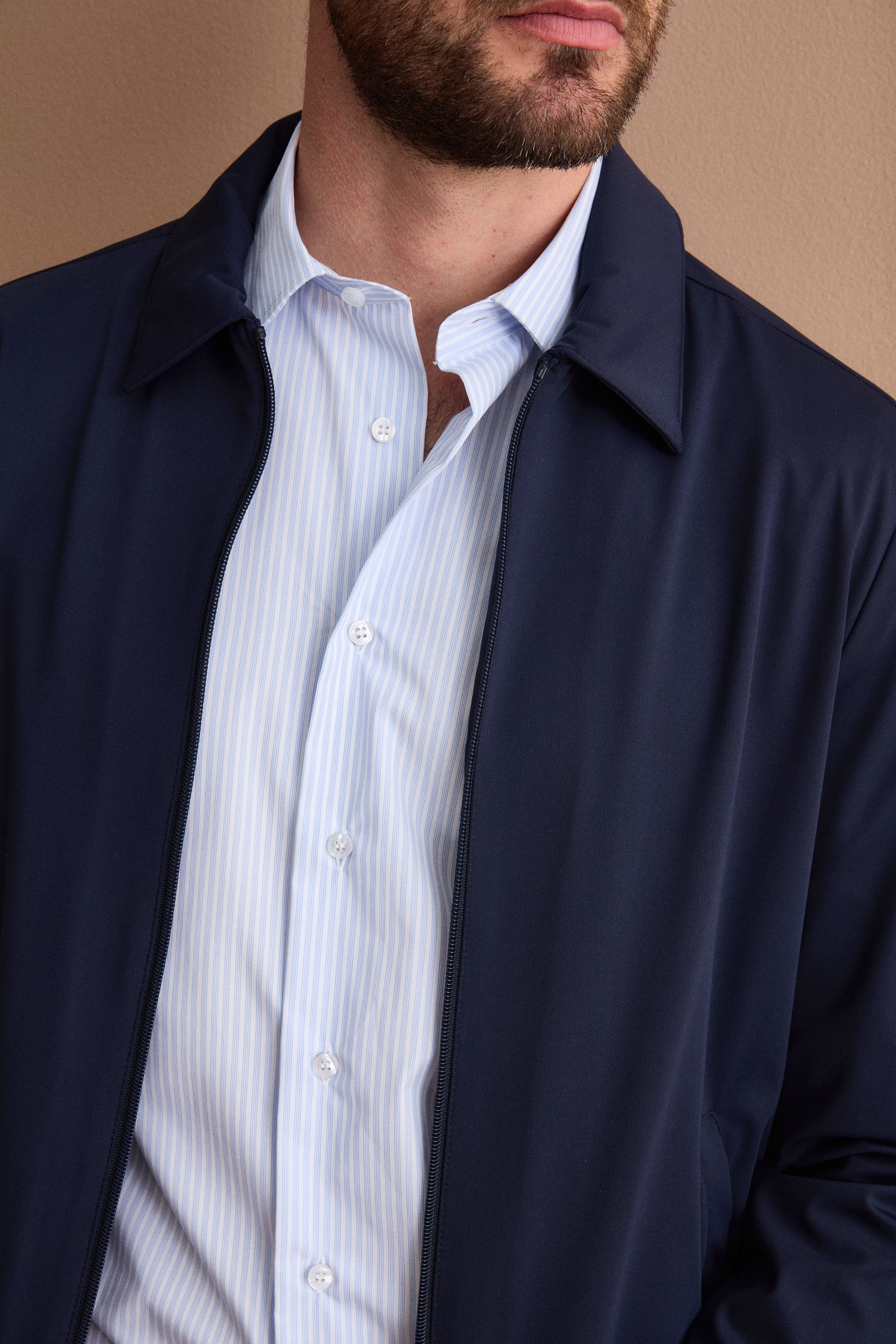Giubbino Worker in Jersey con Zip - BLU