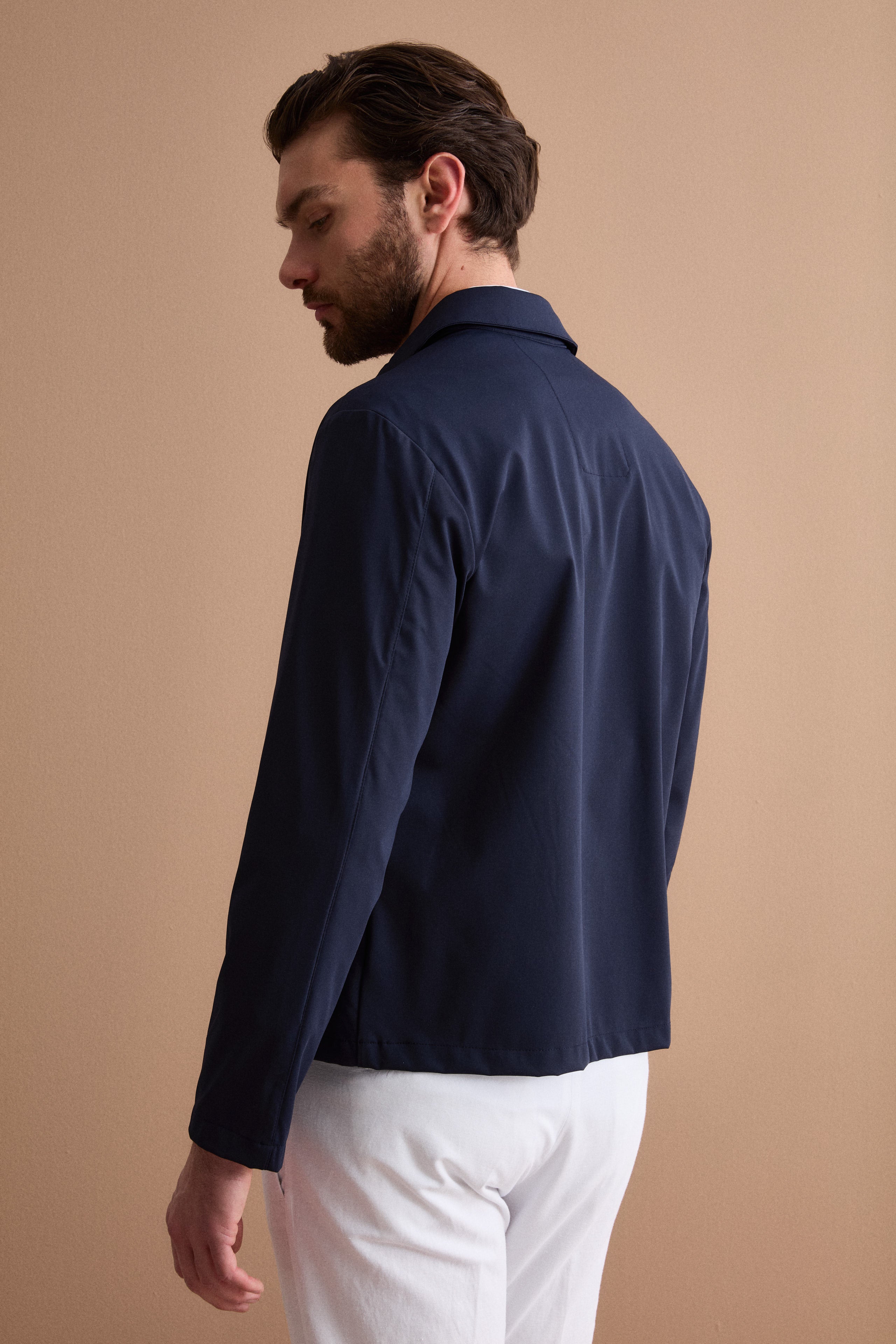 Giubbino Worker in Jersey con Zip - BLU