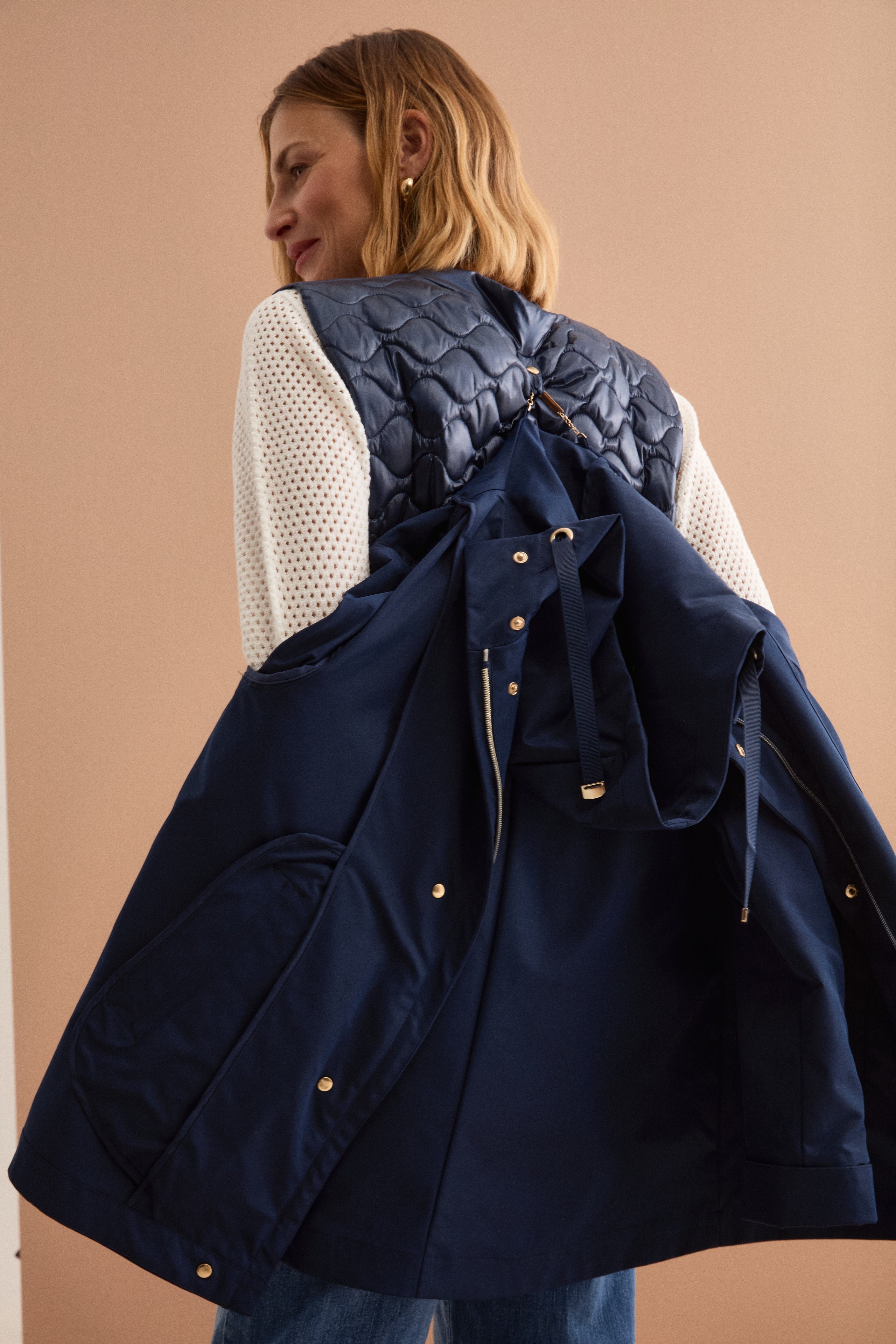 Giubbotto Impermeabile con Cappuccio e Gilet Removibile - BLU