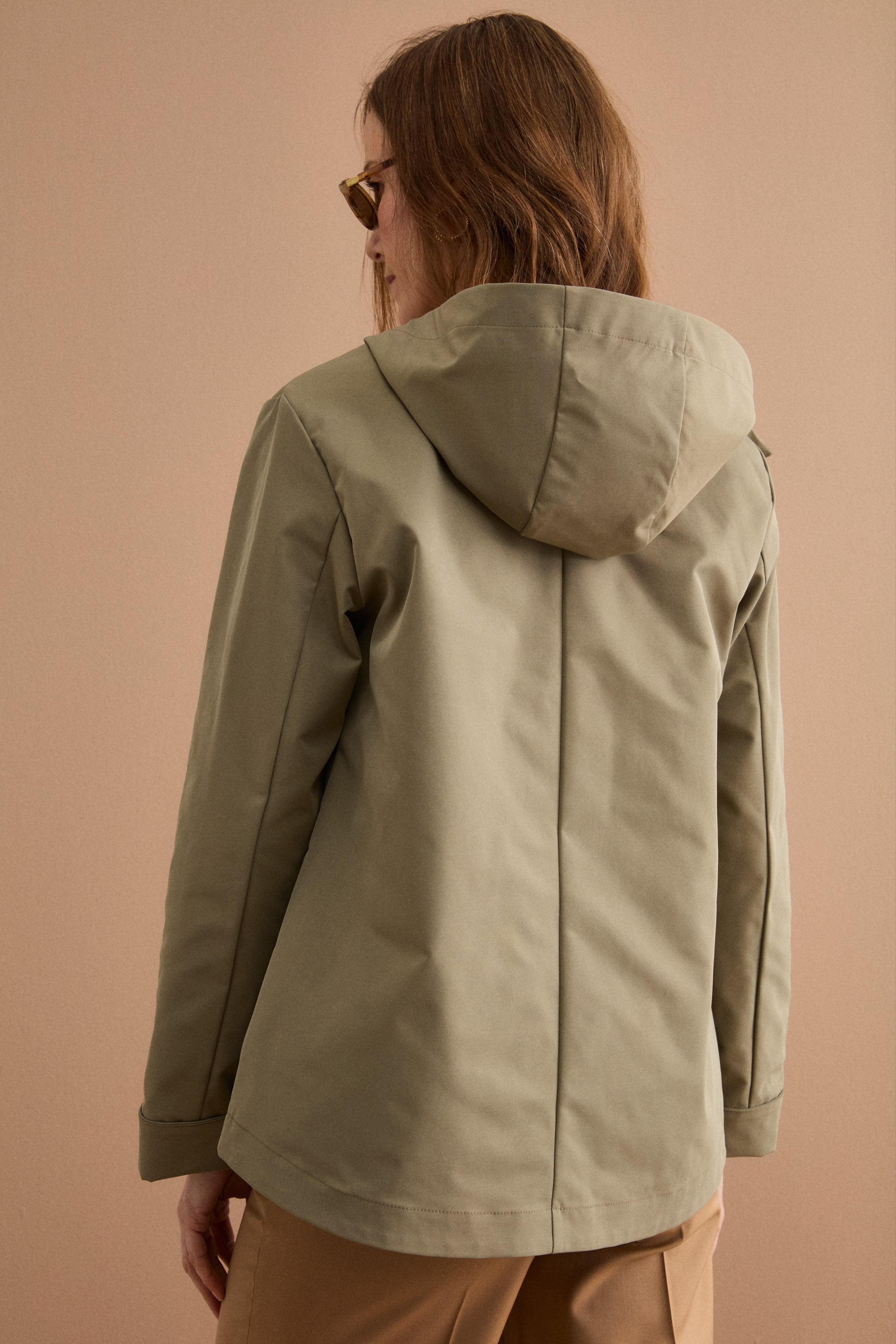 Giubbotto Impermeabile con Cappuccio e Gilet Removibile - VERDE MILITARE