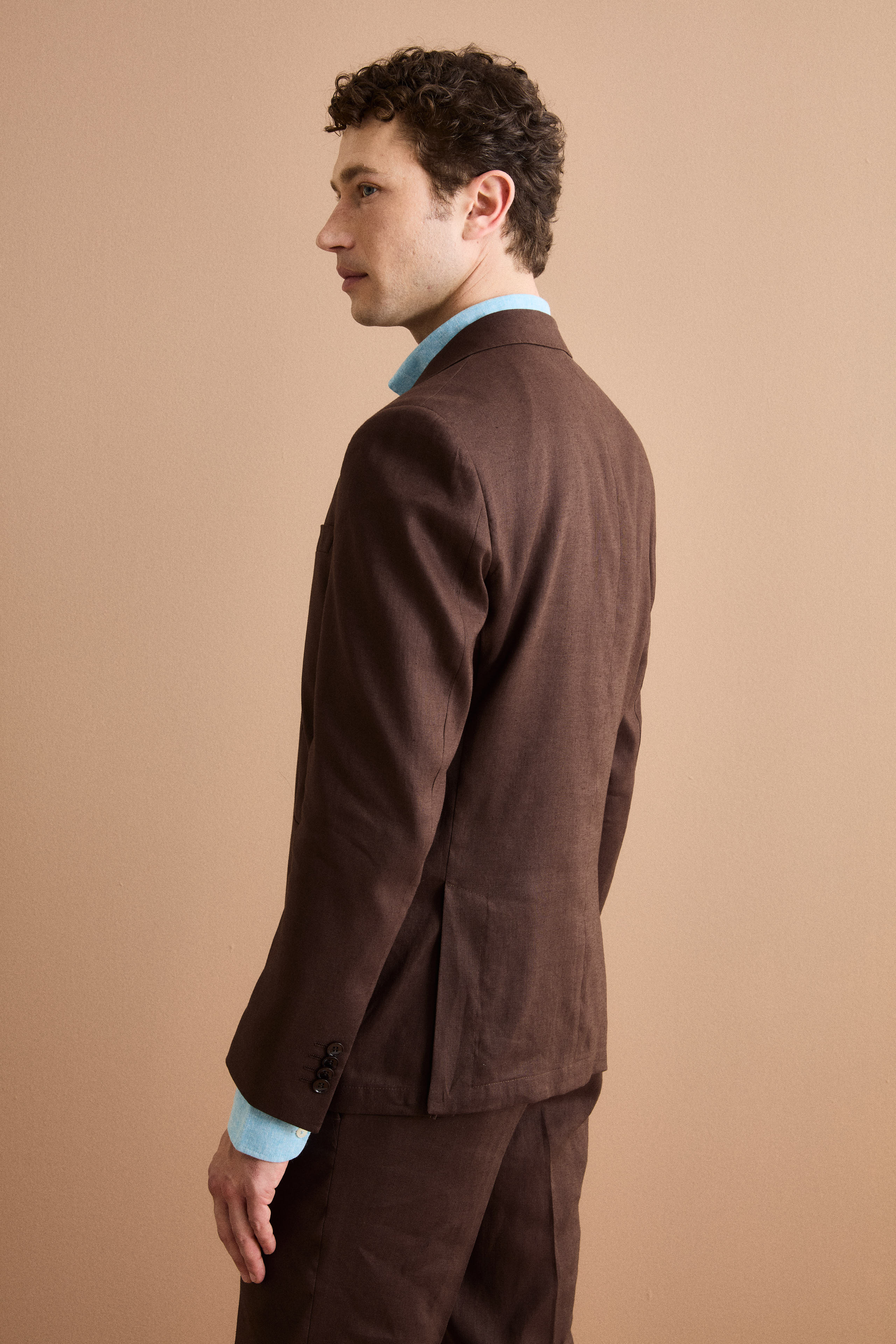 Abito Regular Fit Monopetto in Lino - T.MORO